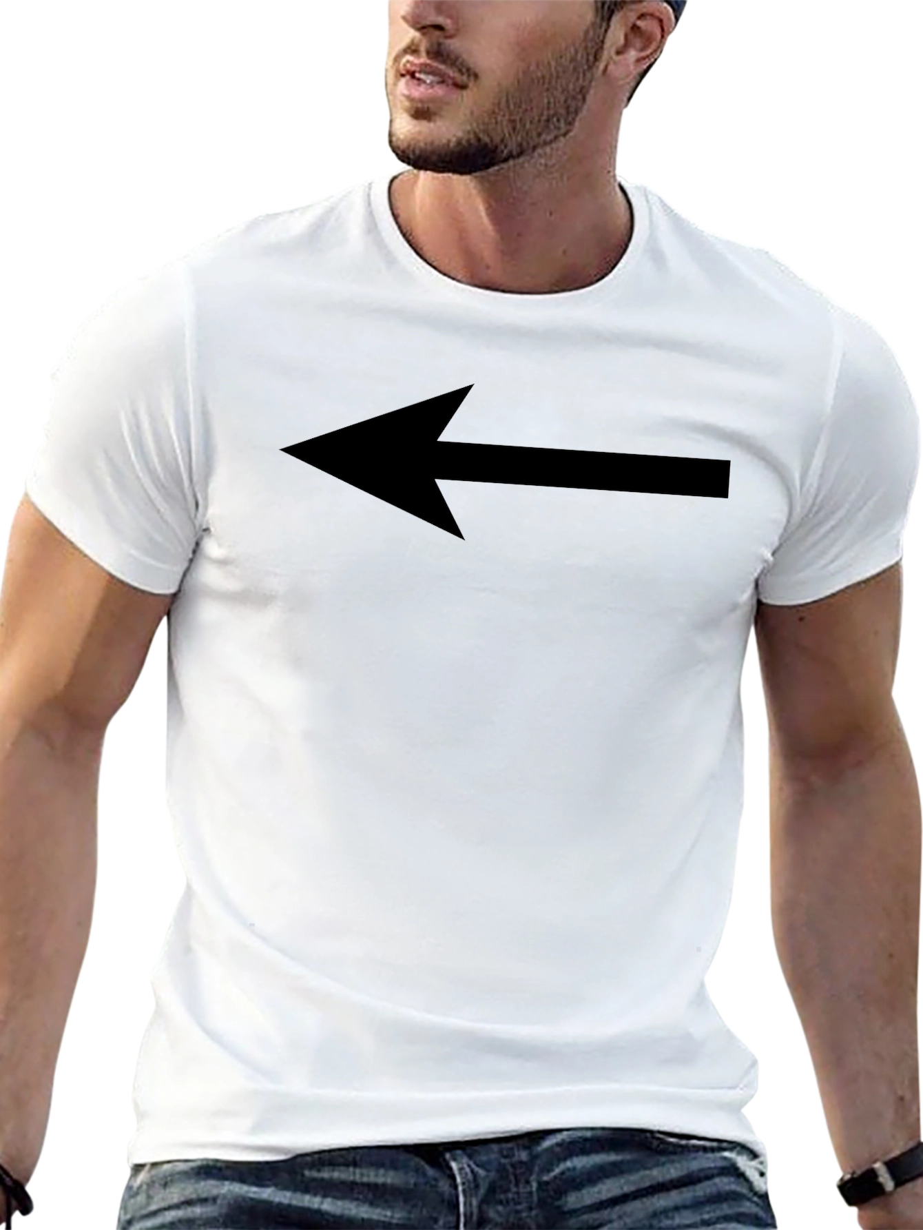 Arrow Left Black T-Shirt - Directional Style