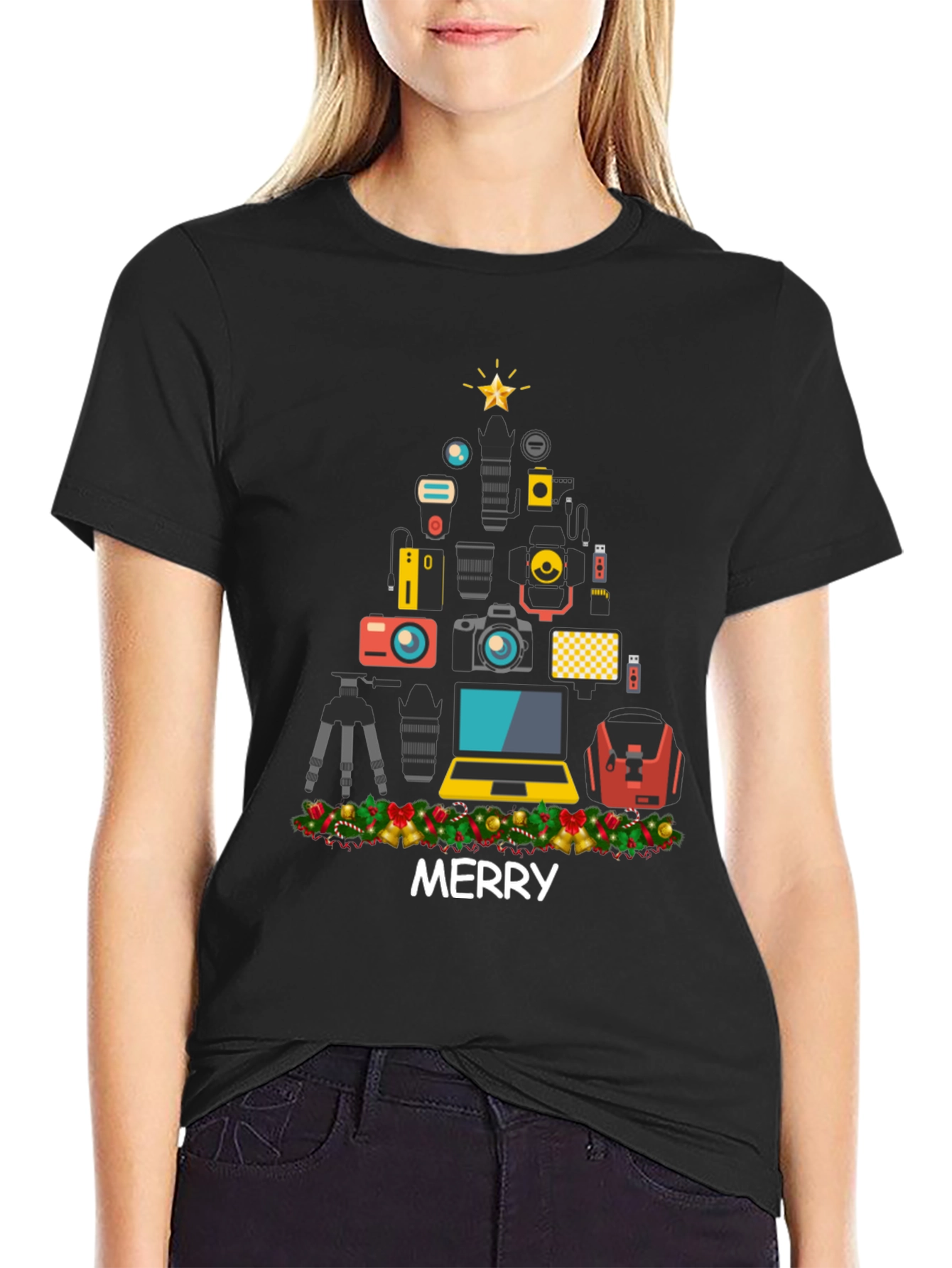 Photographer Christmas Tree T-Shirt