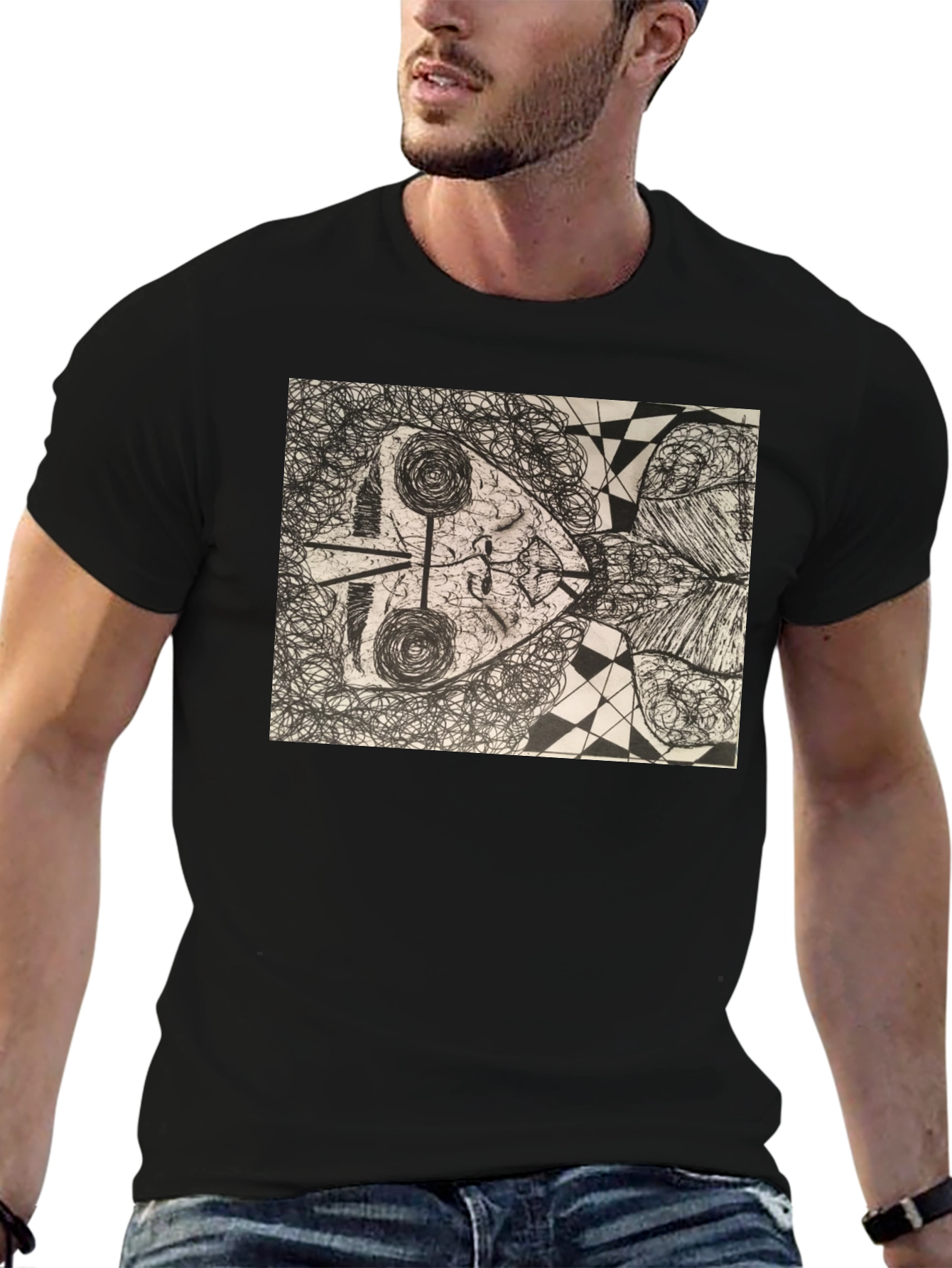 Abstract Art Graphic Tee - Modern Black T-Shirt