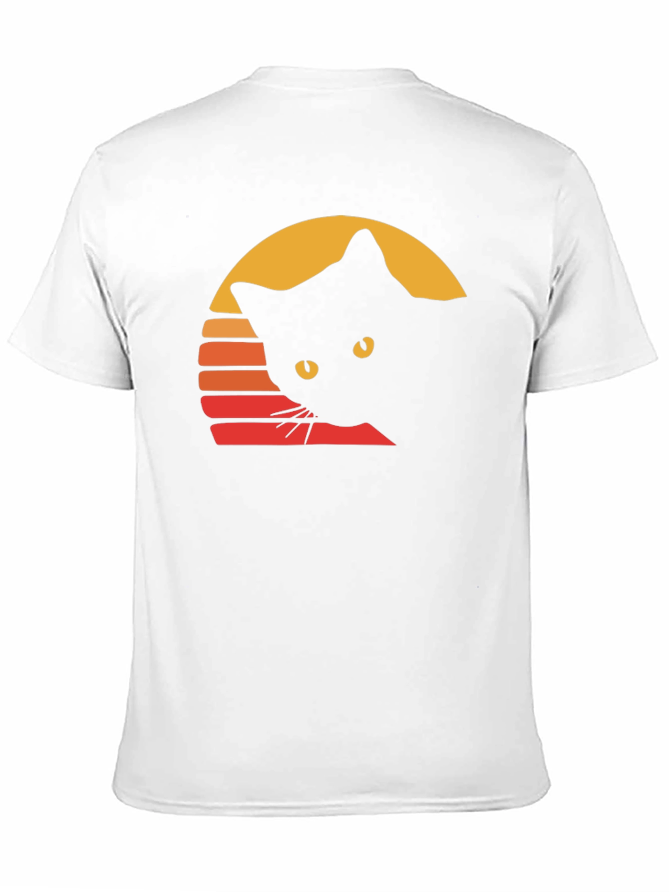 Retro Cat Sunset T-Shirt - Unique Black Cat Design