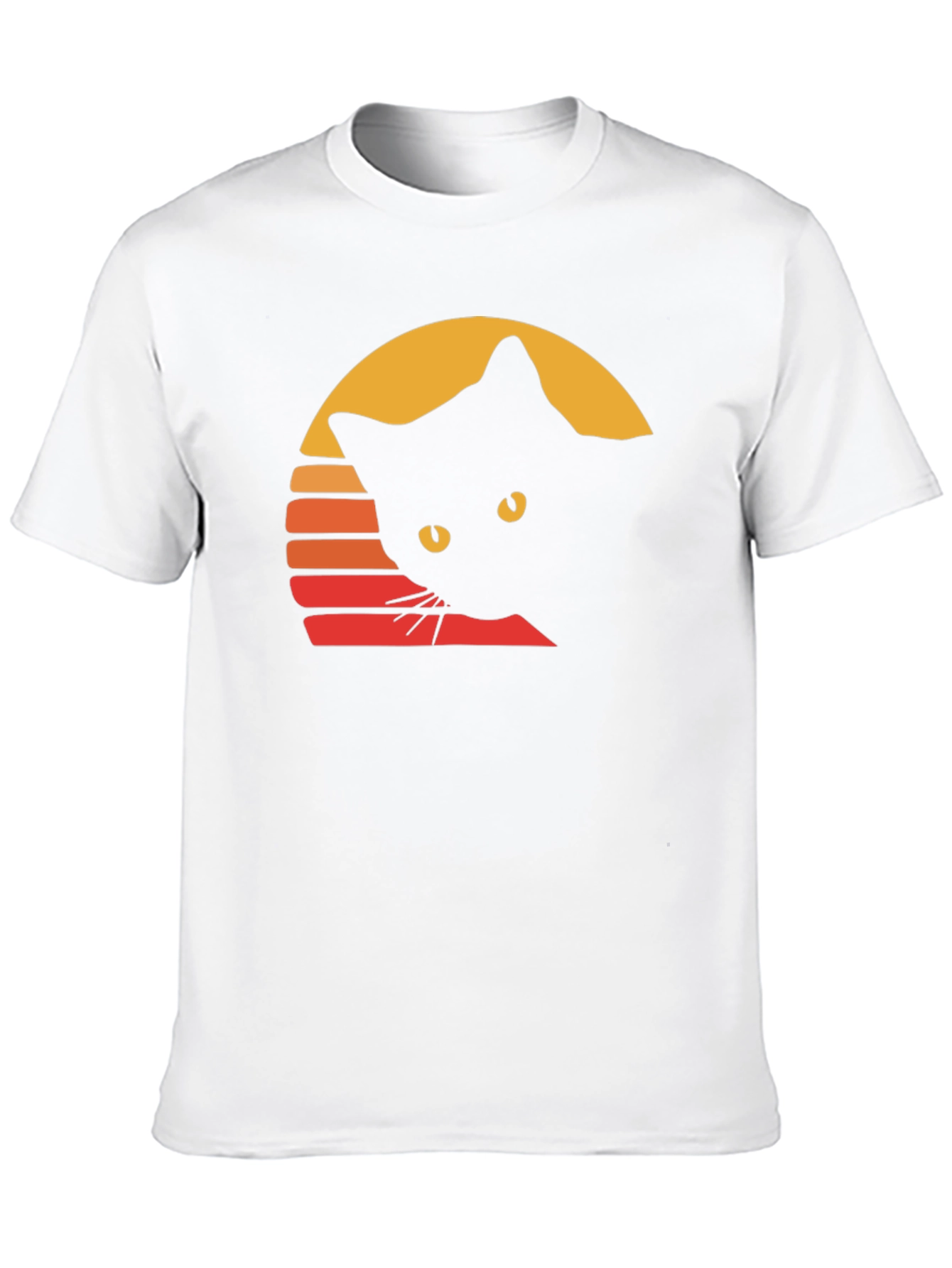 Retro Cat Sunset T-Shirt - Unique Black Cat Design