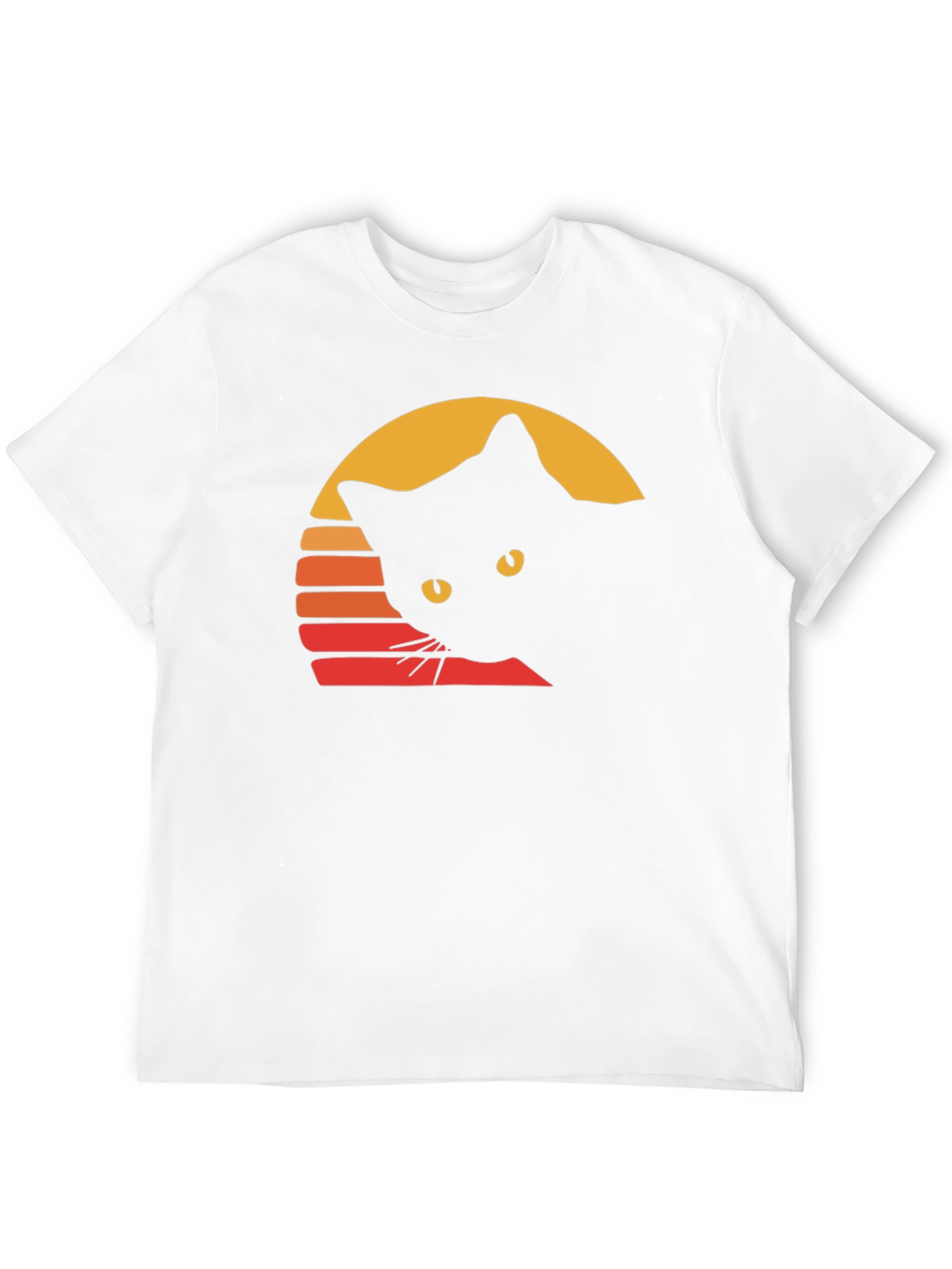 Retro Cat Sunset T-Shirt - Unique Black Cat Design