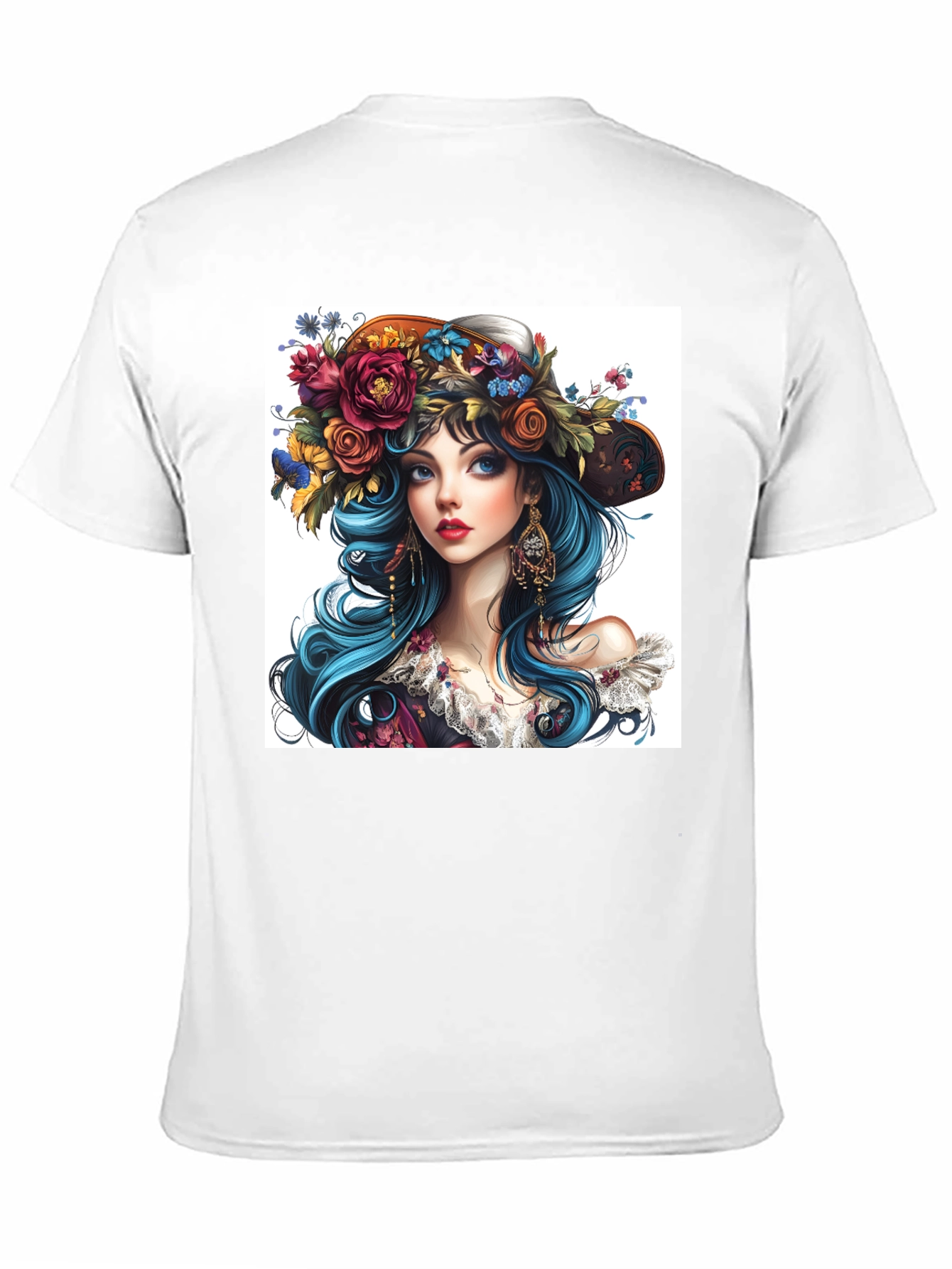 Floral Hat Girl Graphic T-Shirt - Unique Design