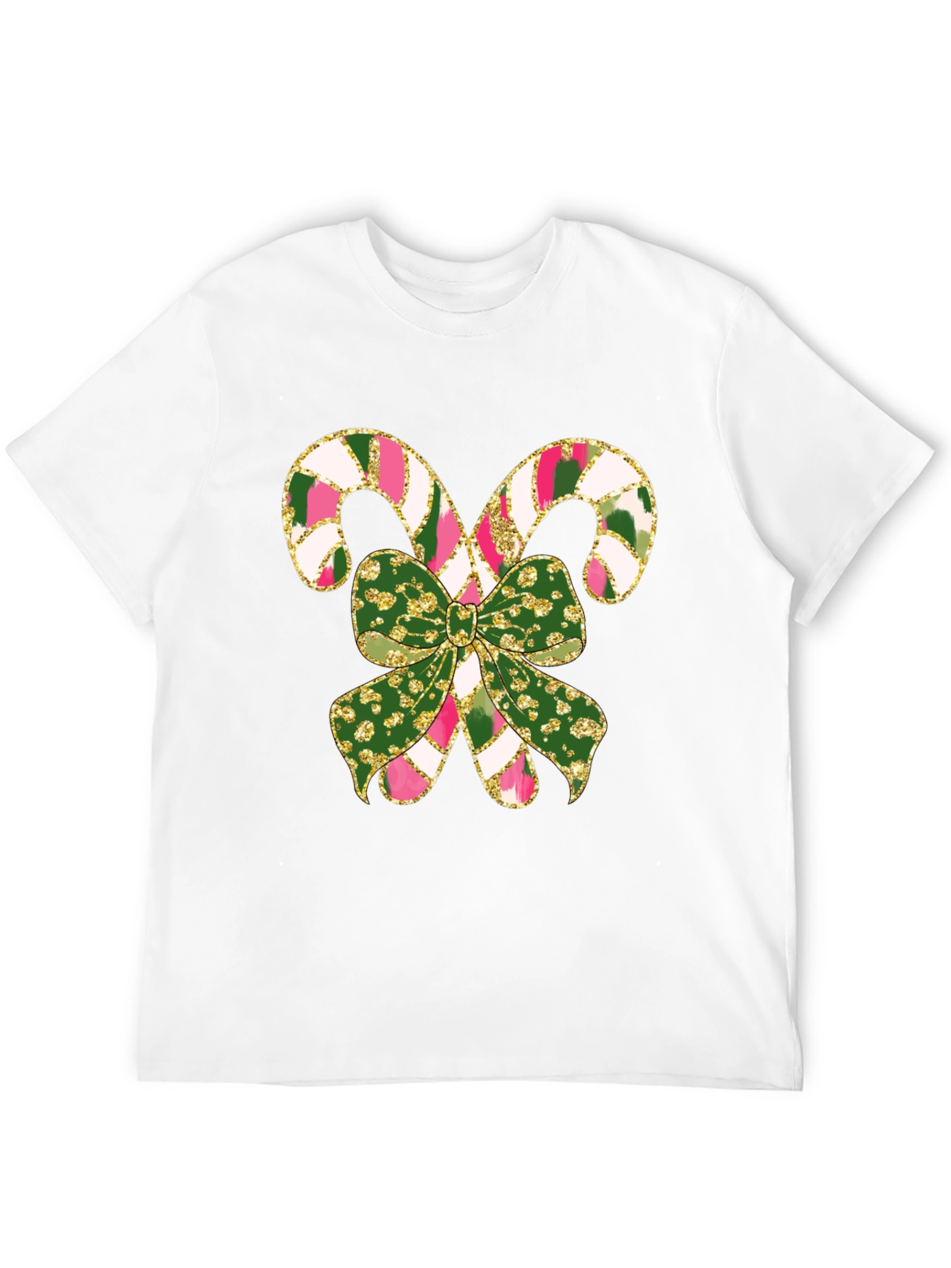 Festive Candy Cane Bow Graphic Tee
