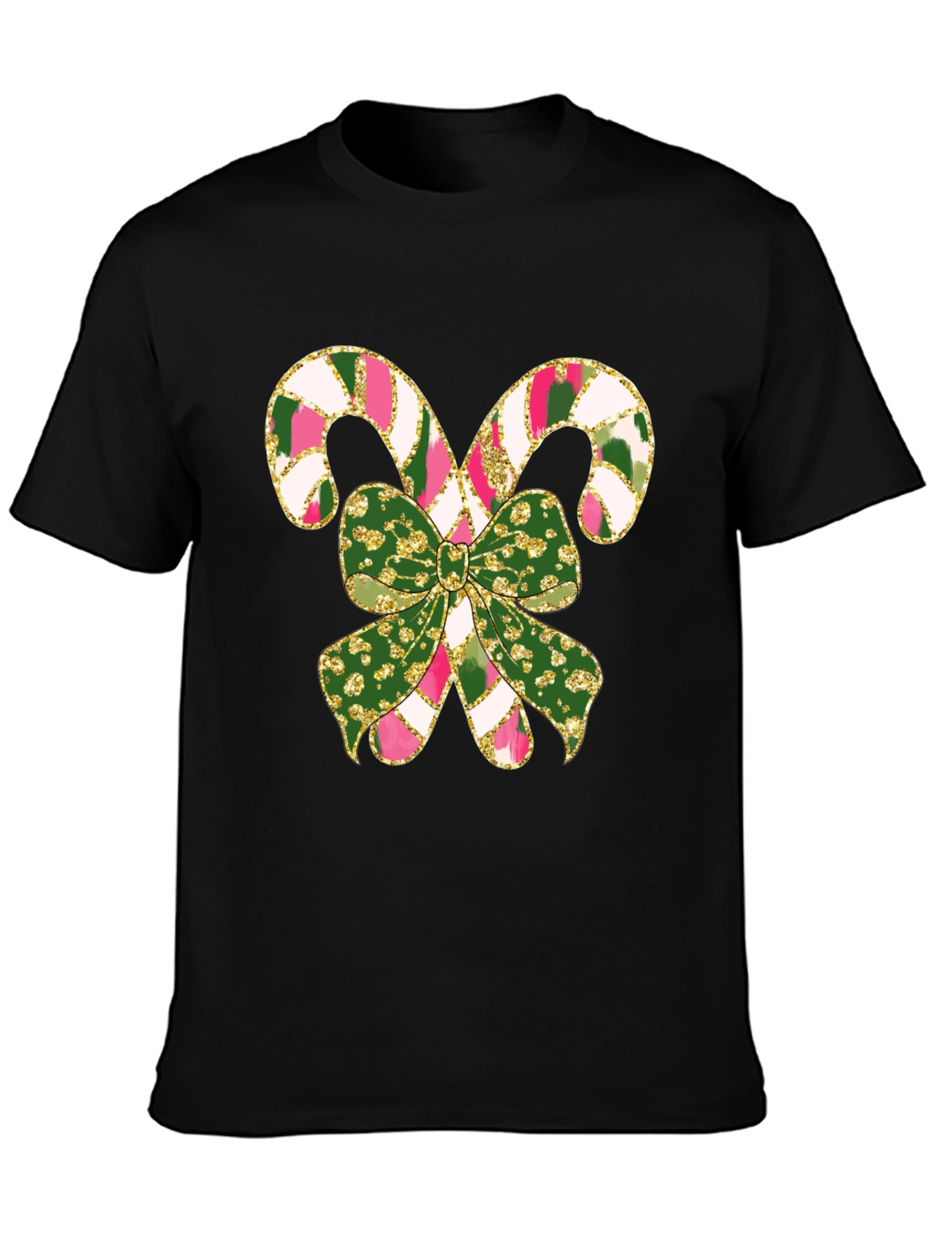 Festive Candy Cane Bow Graphic Tee