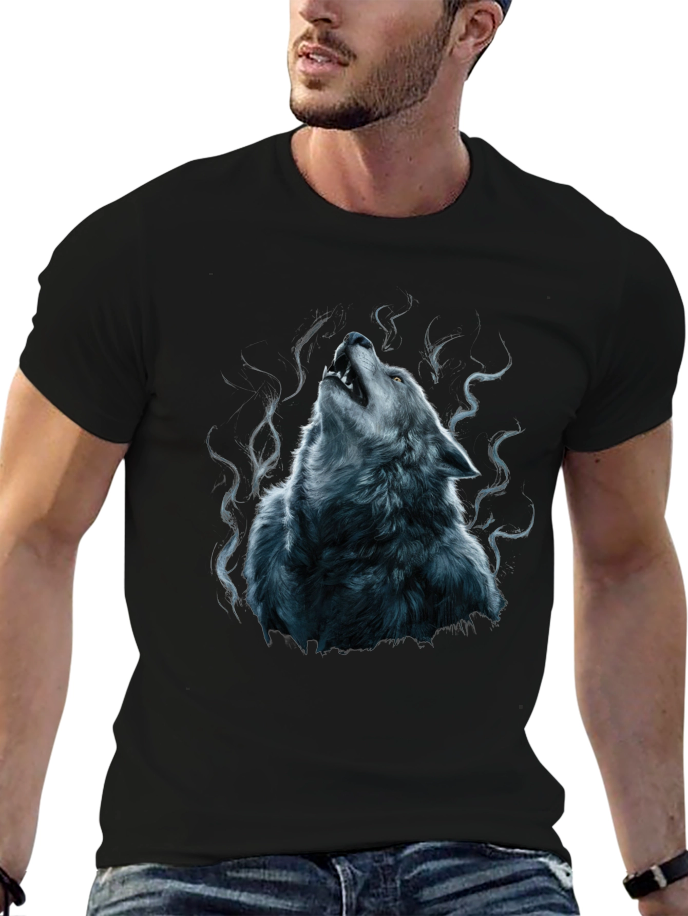 Wolf Howl Graphic Tee - Mens Black T-Shirt