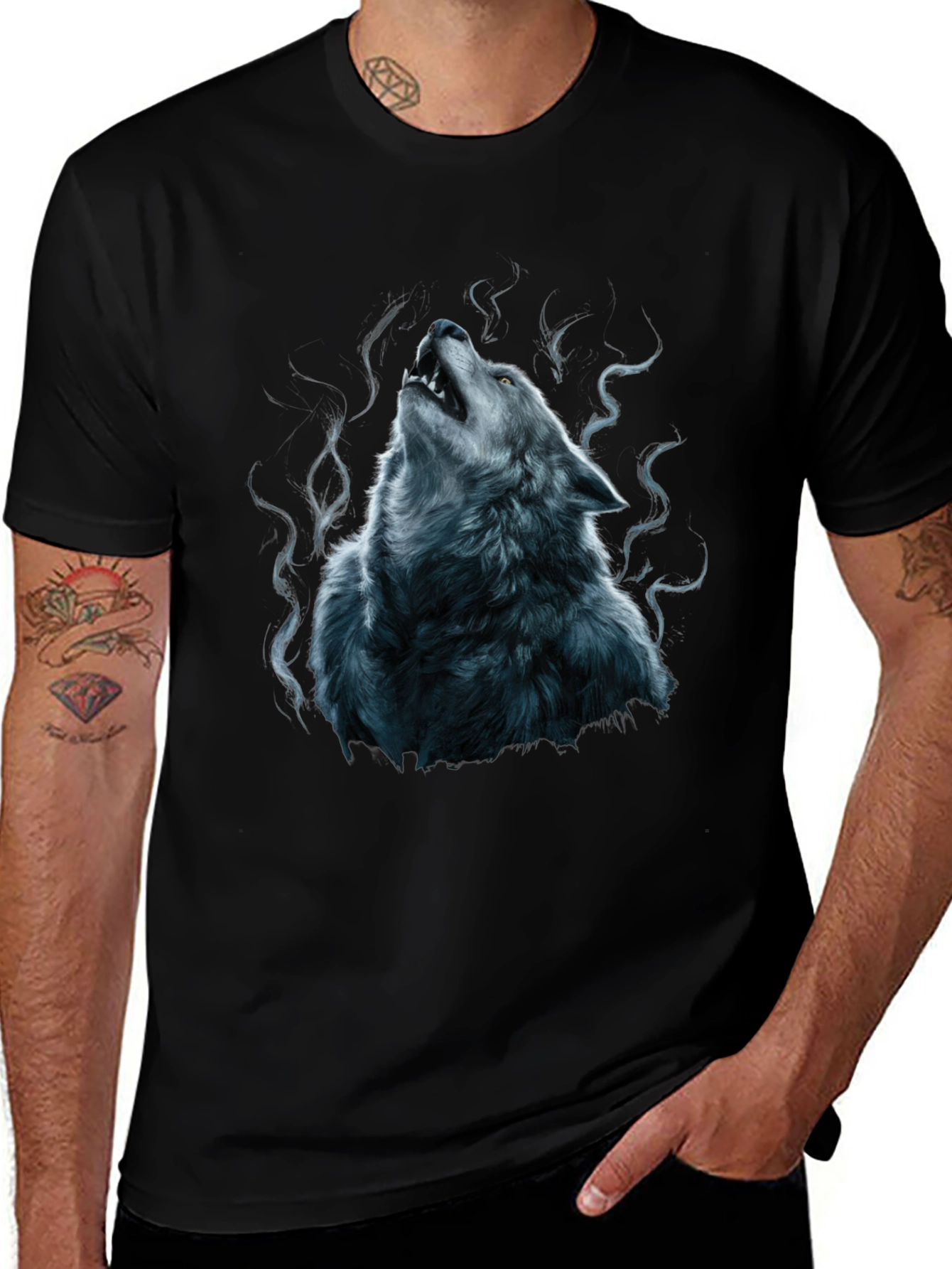 Wolf Howl Graphic Tee - Mens Black T-Shirt