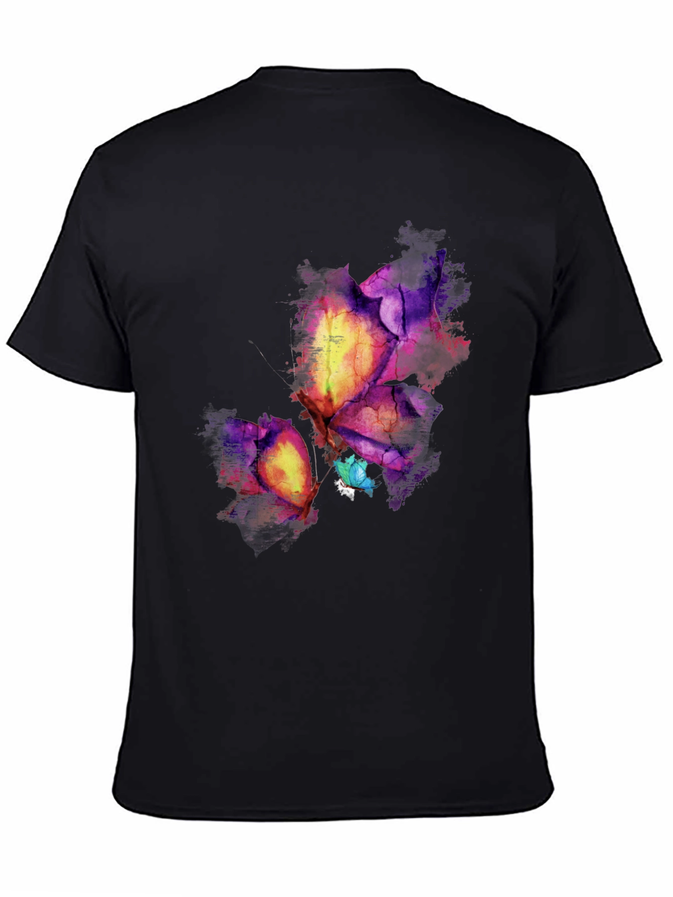 Abstract Butterfly Graphic Black Tee