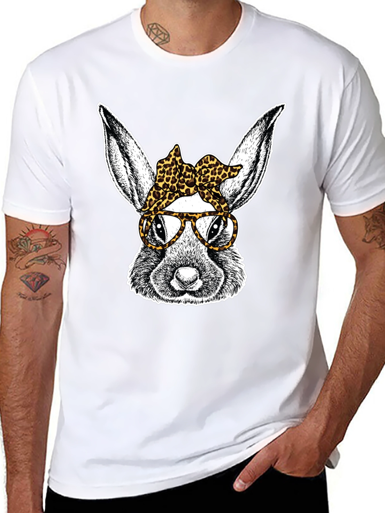 Bunny with Leopard Bandana T-Shirt