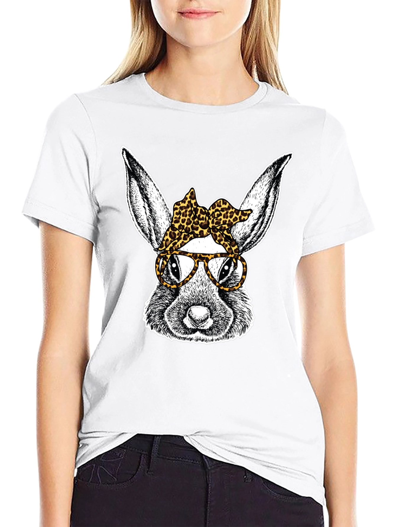 Bunny with Leopard Bandana T-Shirt