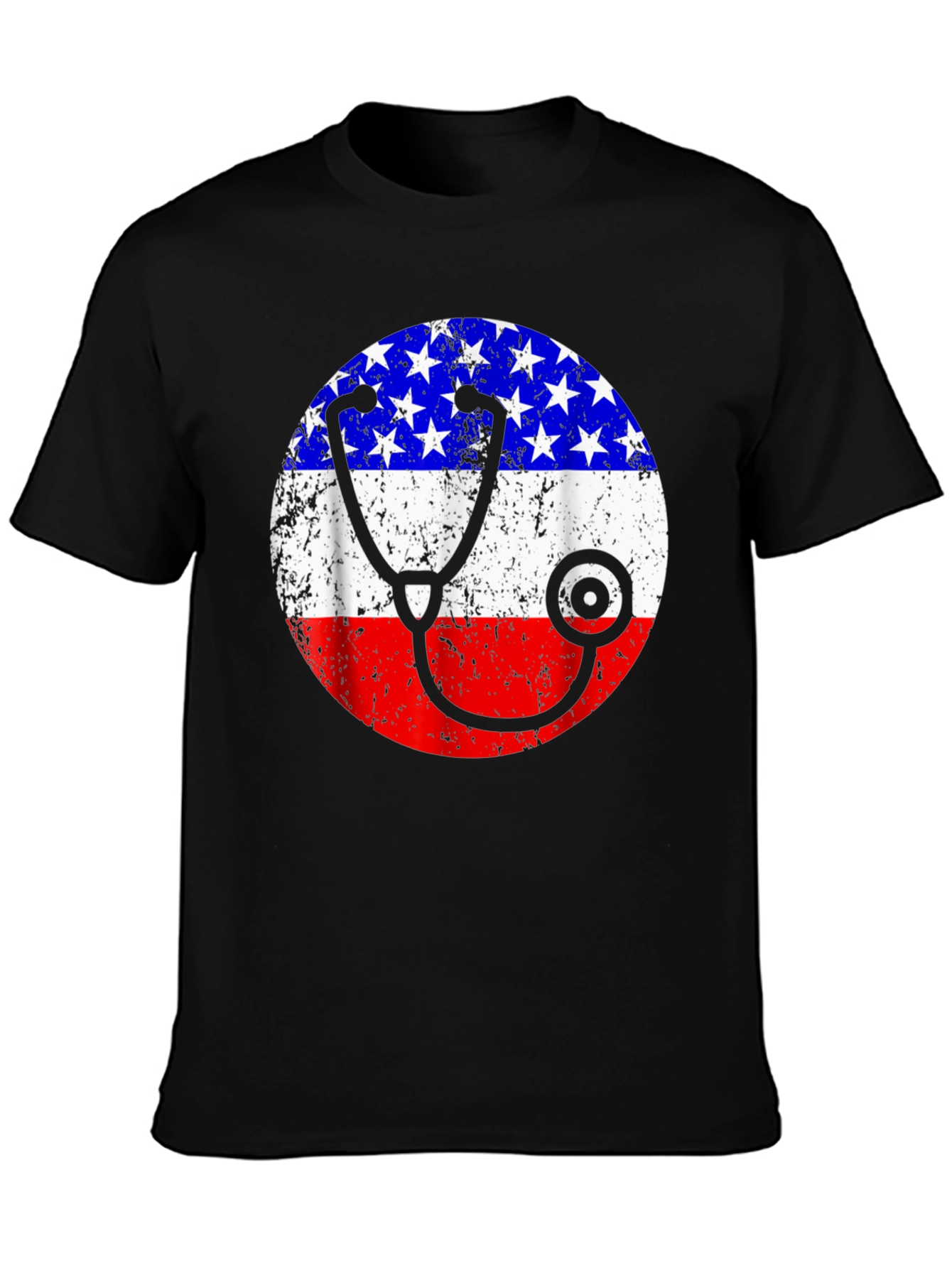 Patriotic Nurse/Doctor T-Shirt - American Flag Stethoscope Design