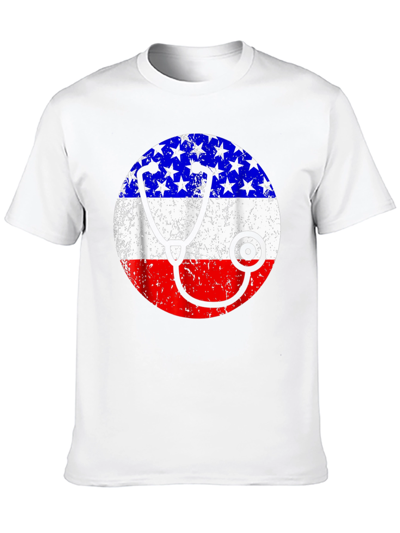 Patriotic Nurse/Doctor T-Shirt - American Flag Stethoscope Design
