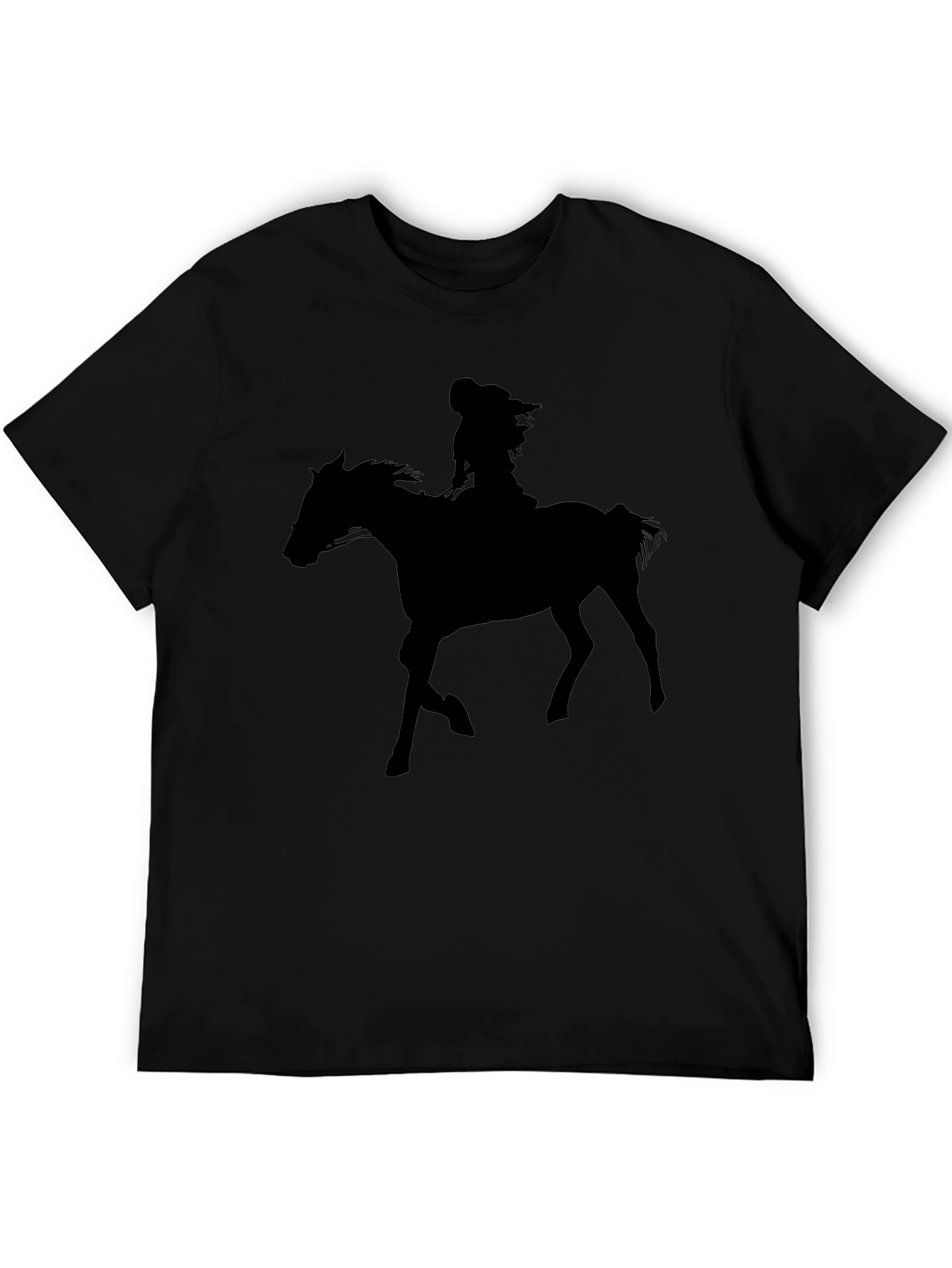 Horse Rider Silhouette Graphic Tee - Black