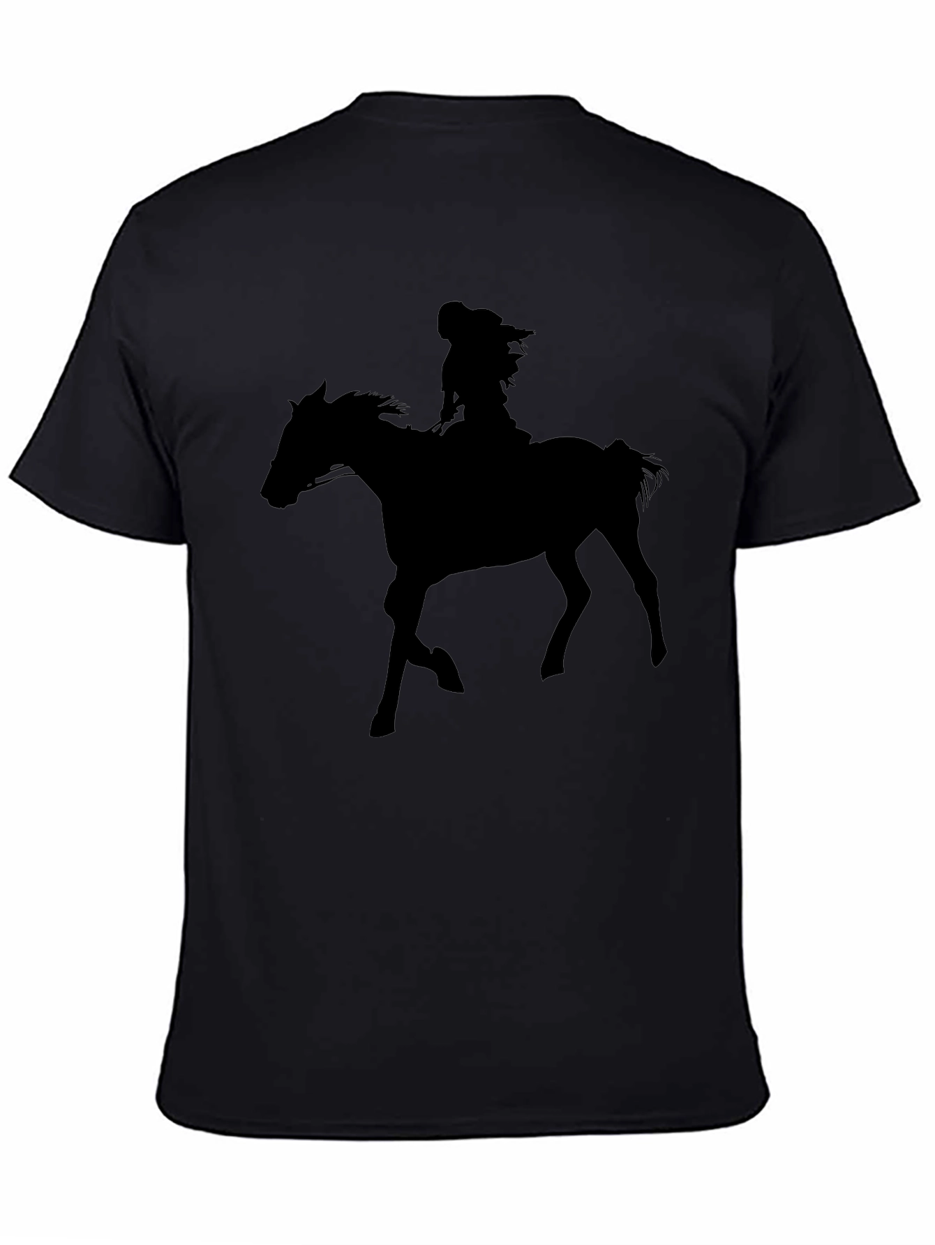 Horse Rider Silhouette Graphic Tee - Black