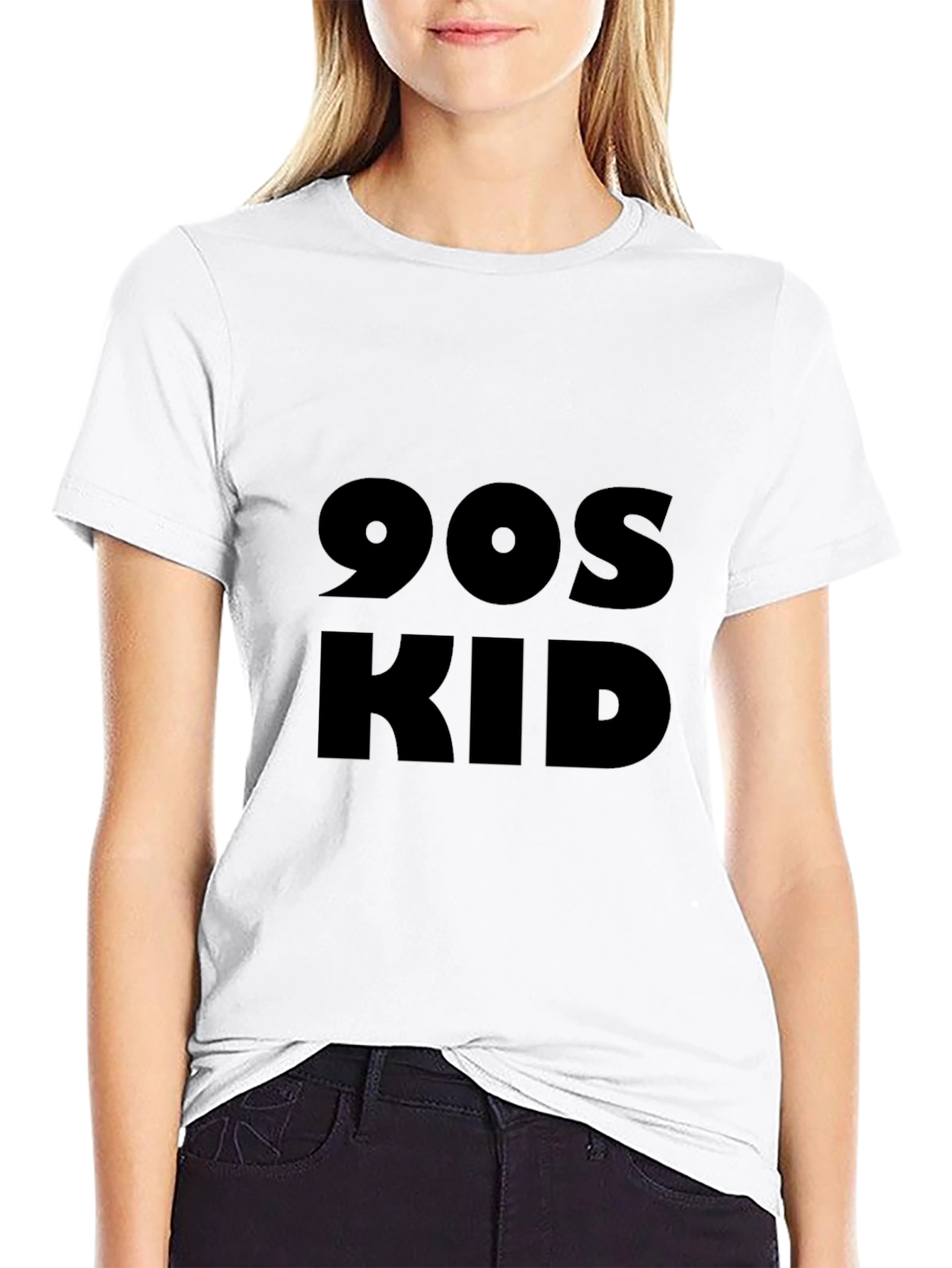 90s Kid Graphic Tee - Black Cotton Casual T-Shirt