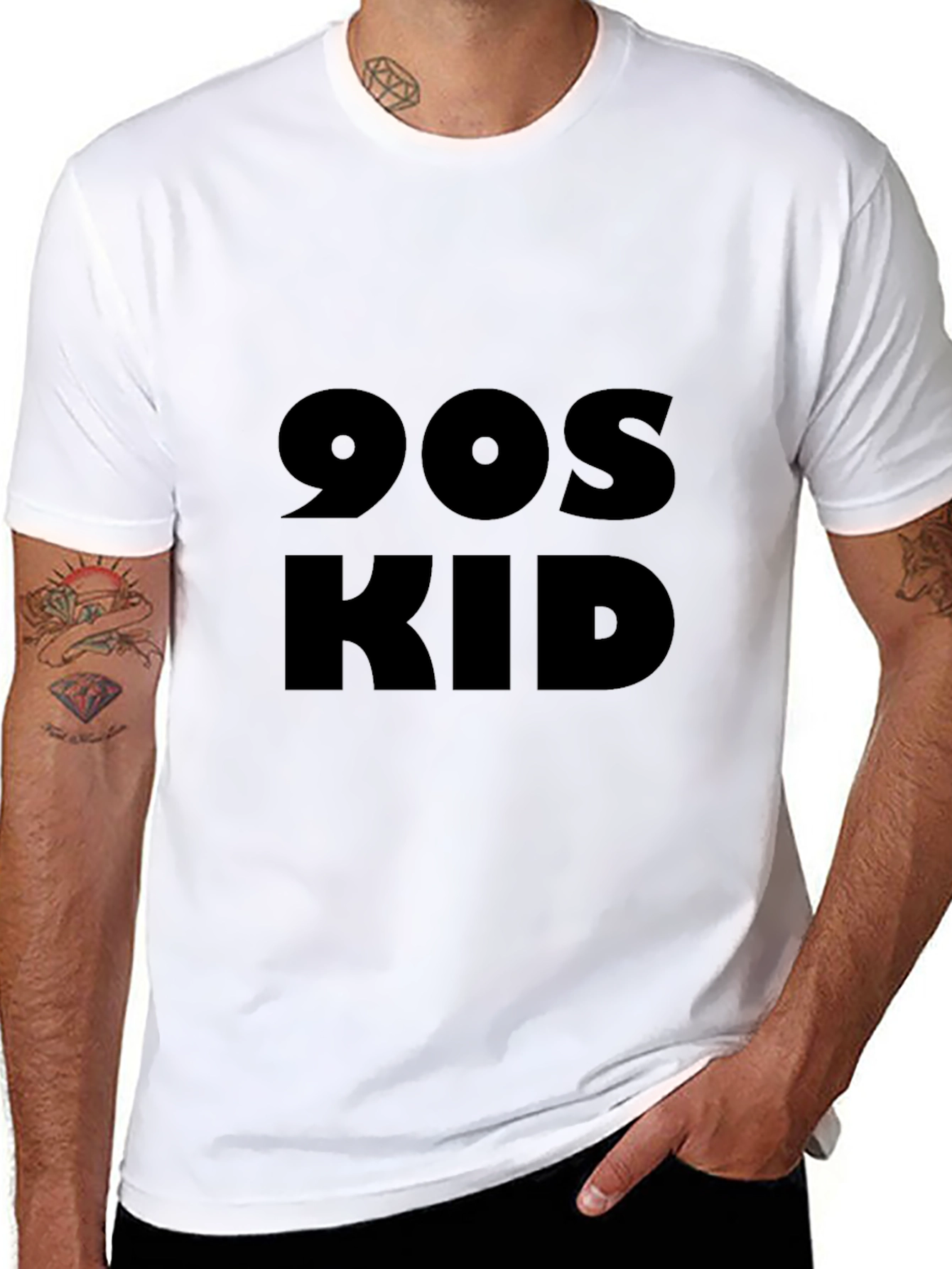 90s Kid Graphic Tee - Black Cotton Casual T-Shirt