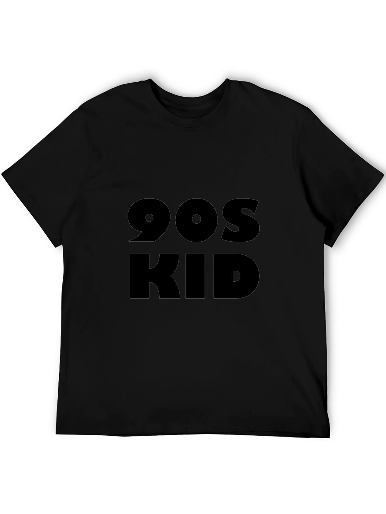 90s Kid Graphic Tee - Black Cotton Casual T-Shirt