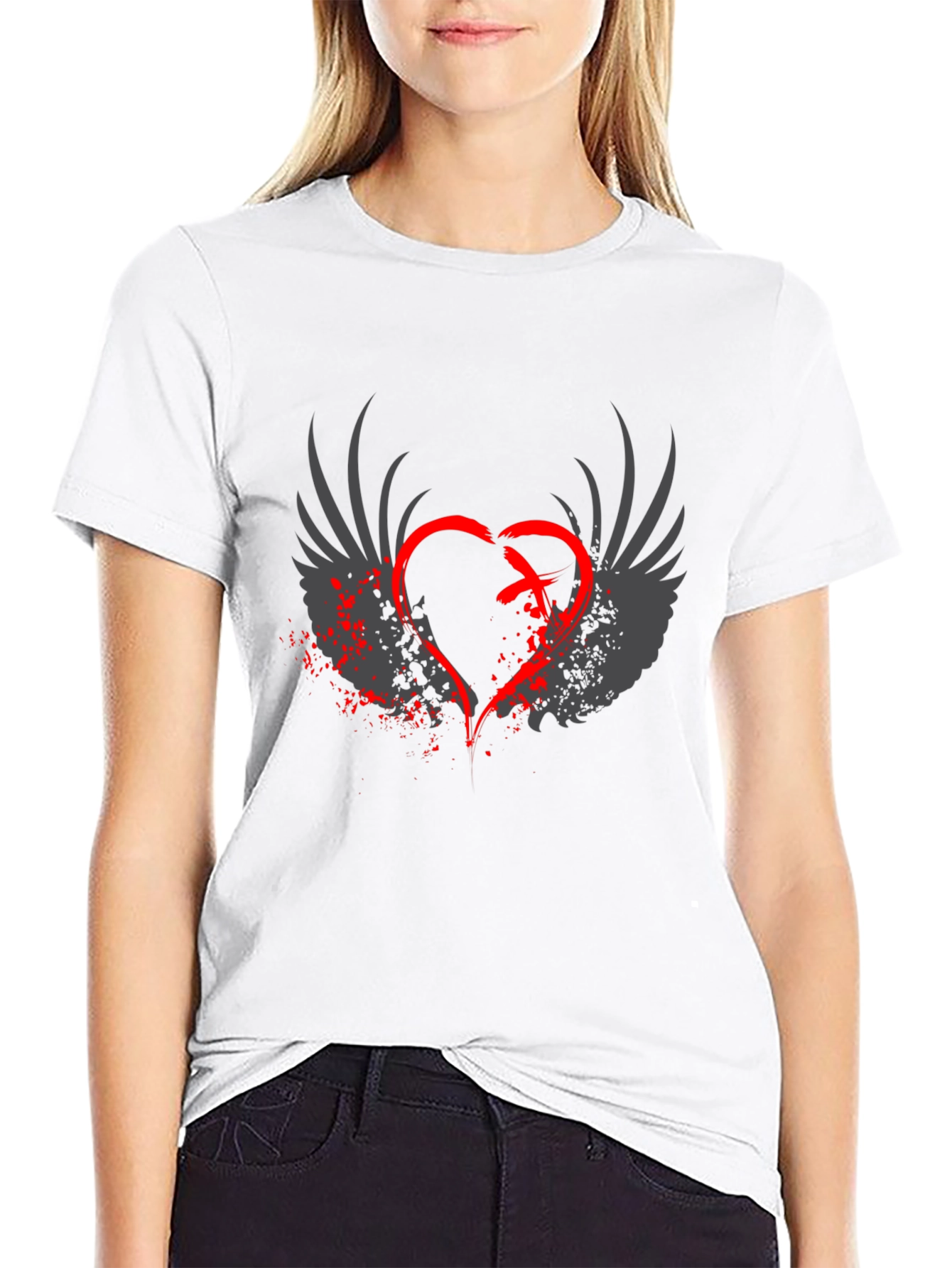 Winged Heart Graphic Tee - Stylish Black T-Shirt