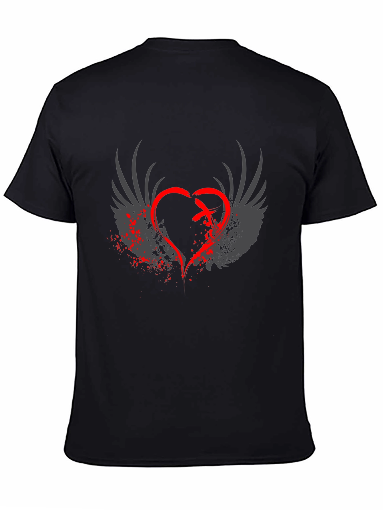 Winged Heart Graphic Tee - Stylish Black T-Shirt