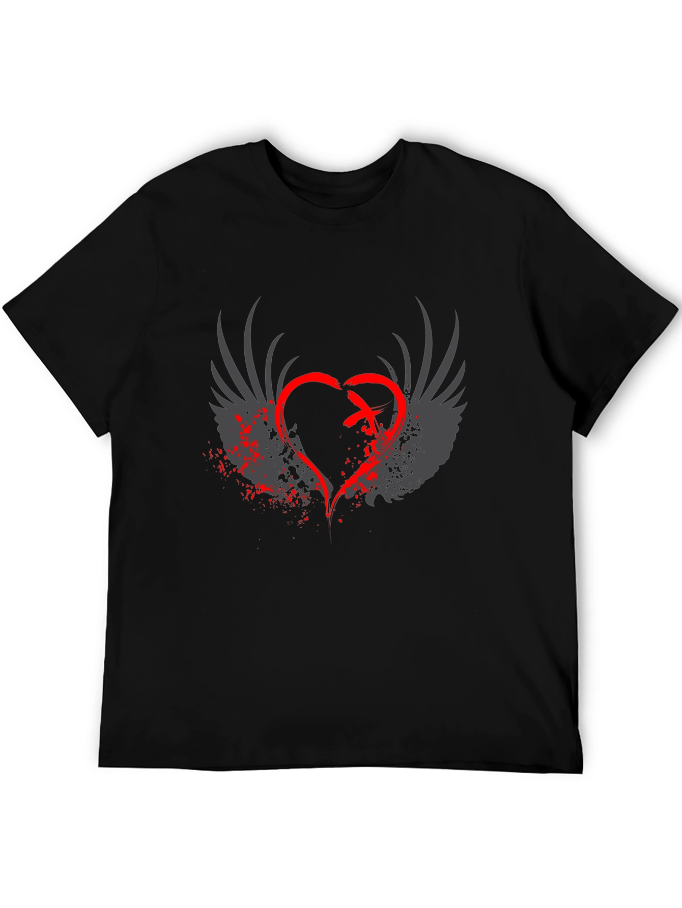 Winged Heart Graphic Tee - Stylish Black T-Shirt