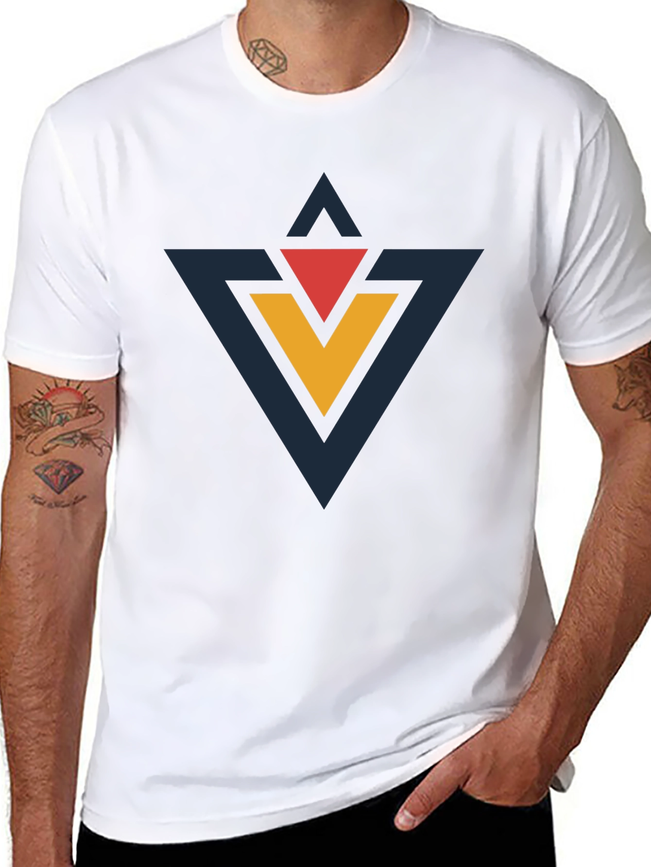 Geometric Triangle Graphic Black T-Shirt