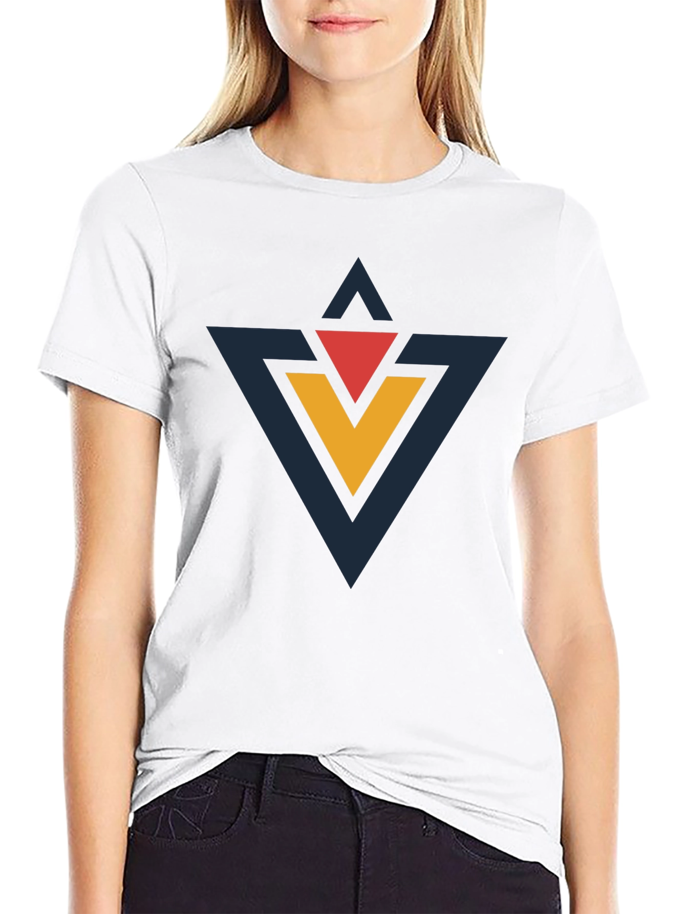 Geometric Triangle Graphic Black T-Shirt