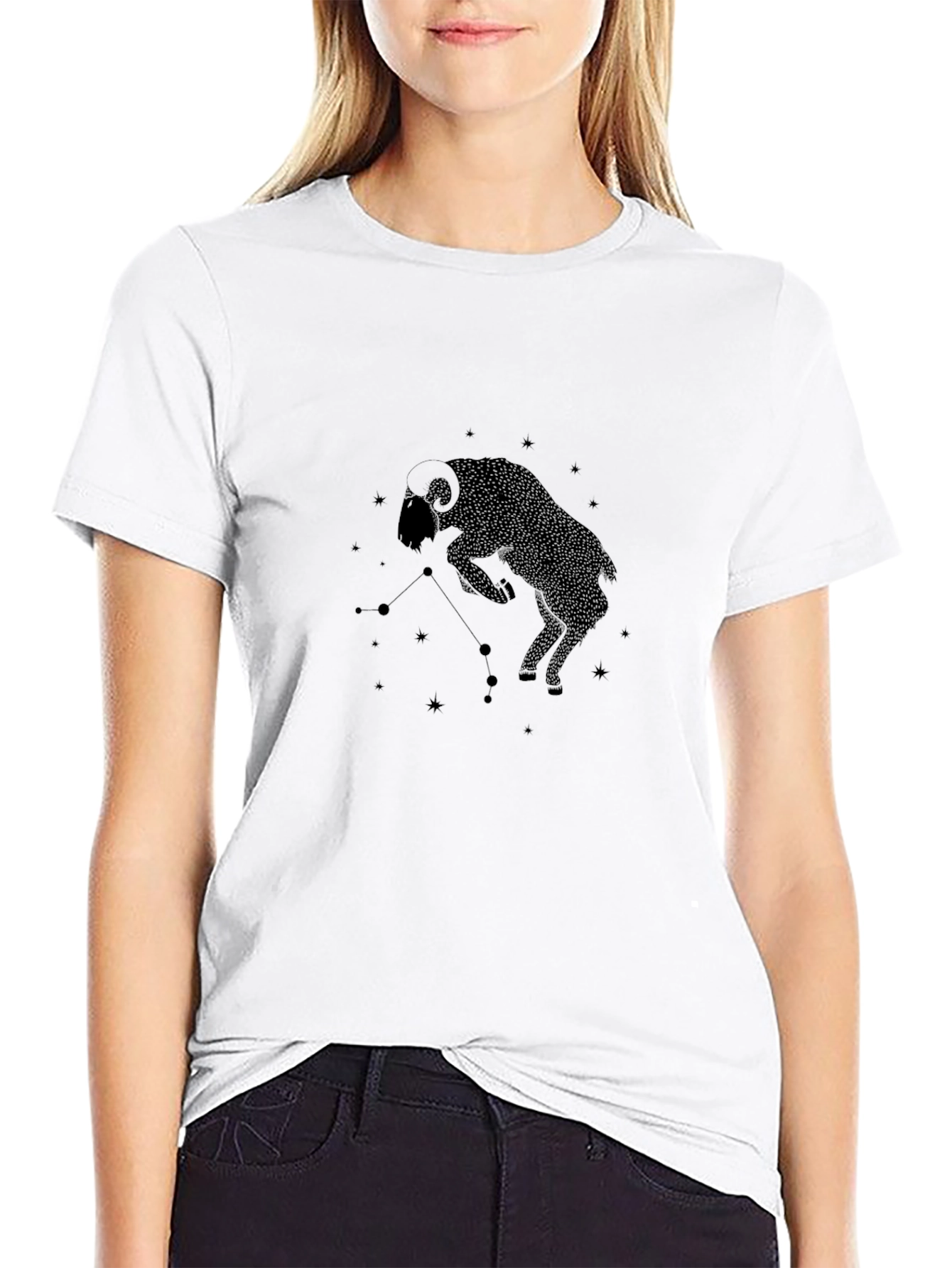 Aries Zodiac Black T-Shirt - Star Sign Ram Tee