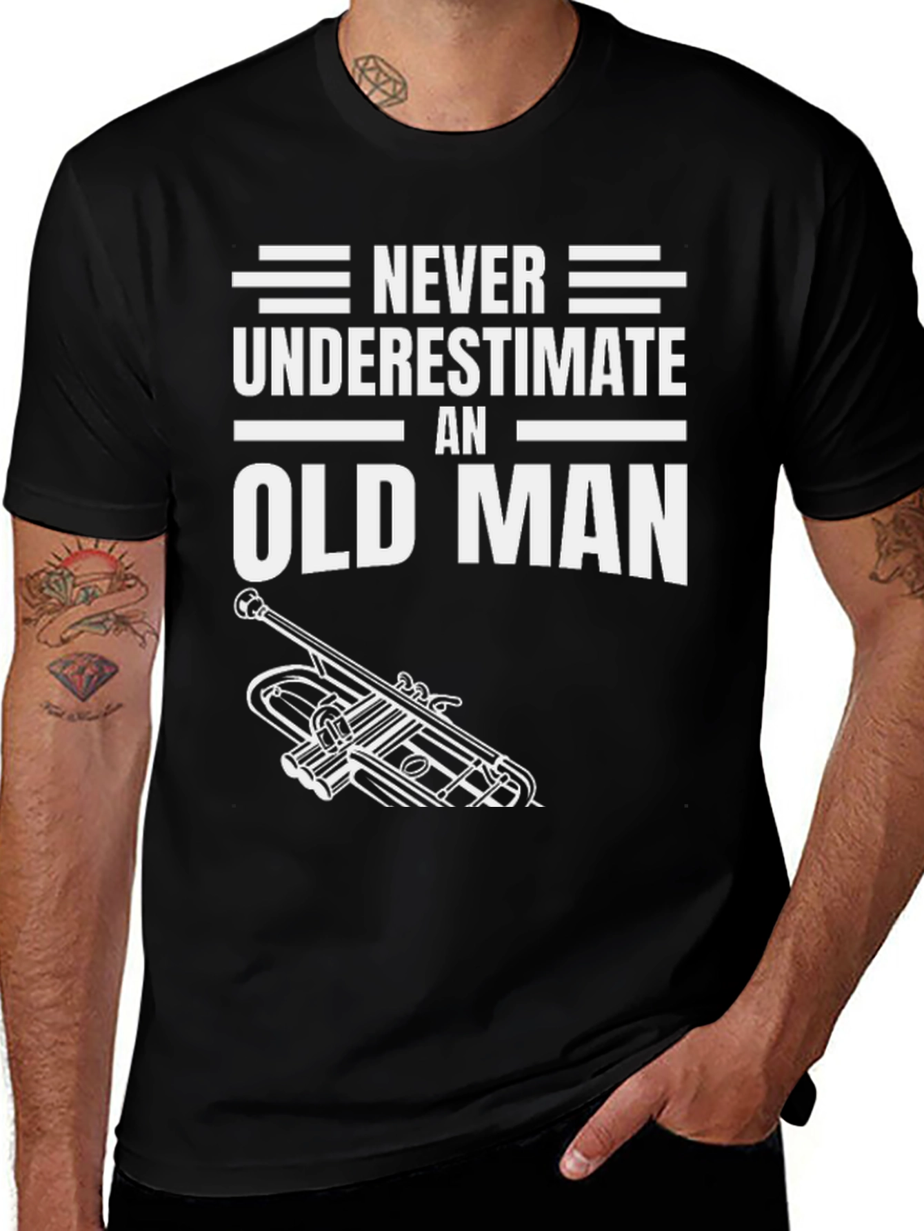 Never Underestimate an Old Man Trumpet T-Shirt