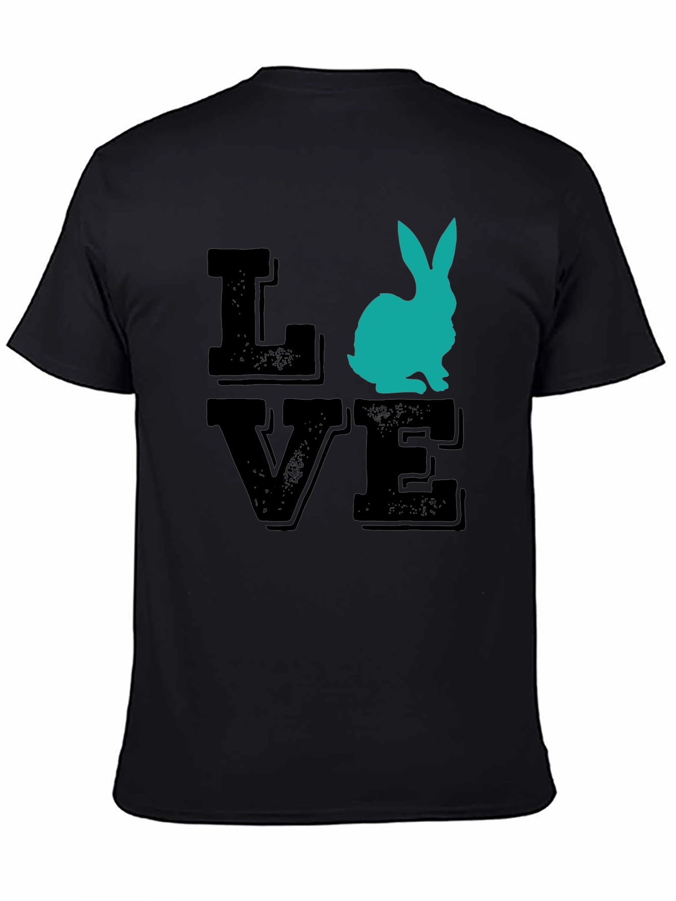 Love Bunny Graphic Tee - Black Cotton T-Shirt