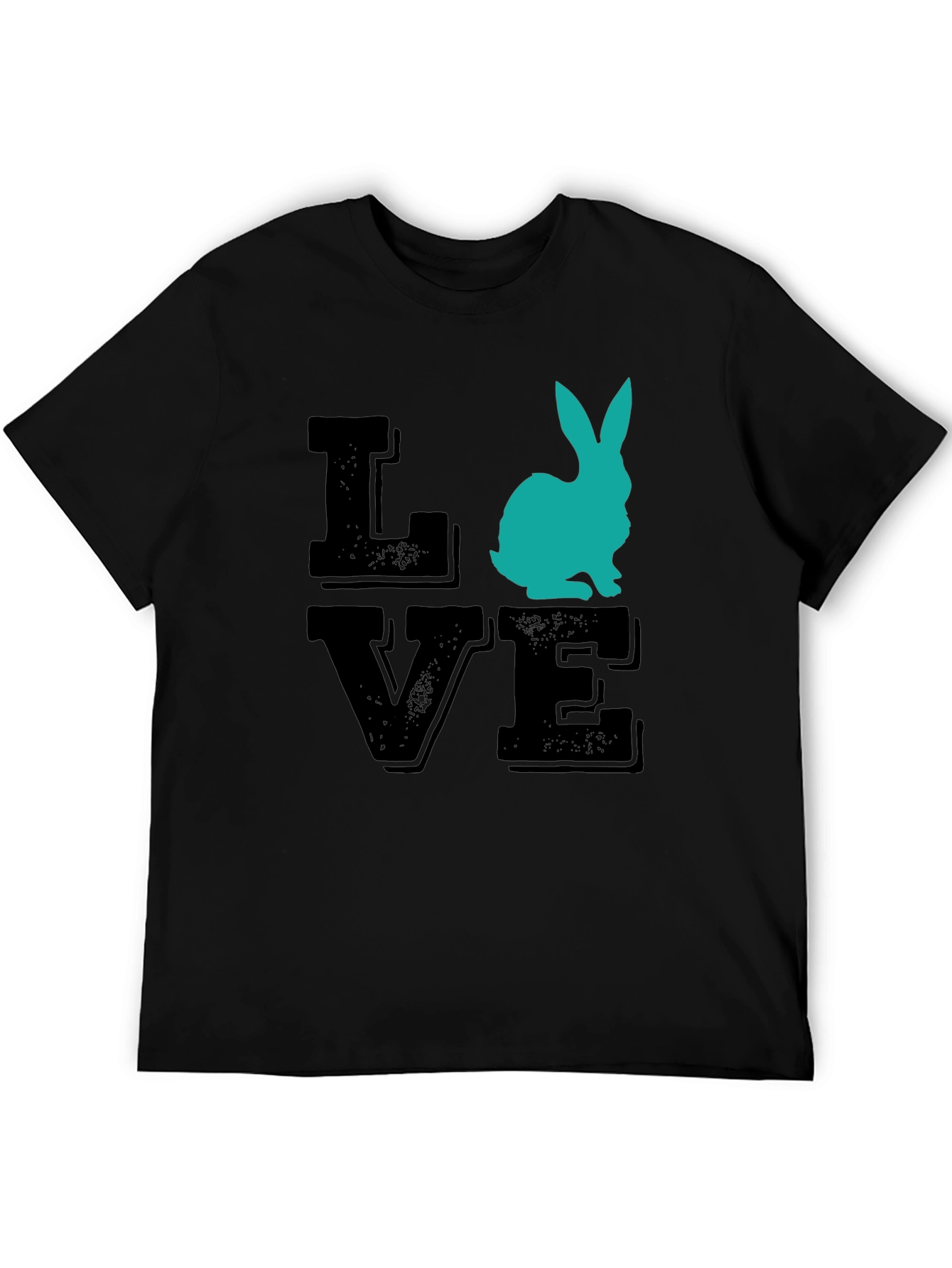 Love Bunny Graphic Tee - Black Cotton T-Shirt