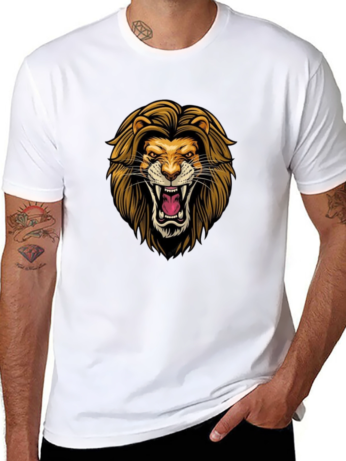 Lion Graphic Black T-Shirt - Fierce Style