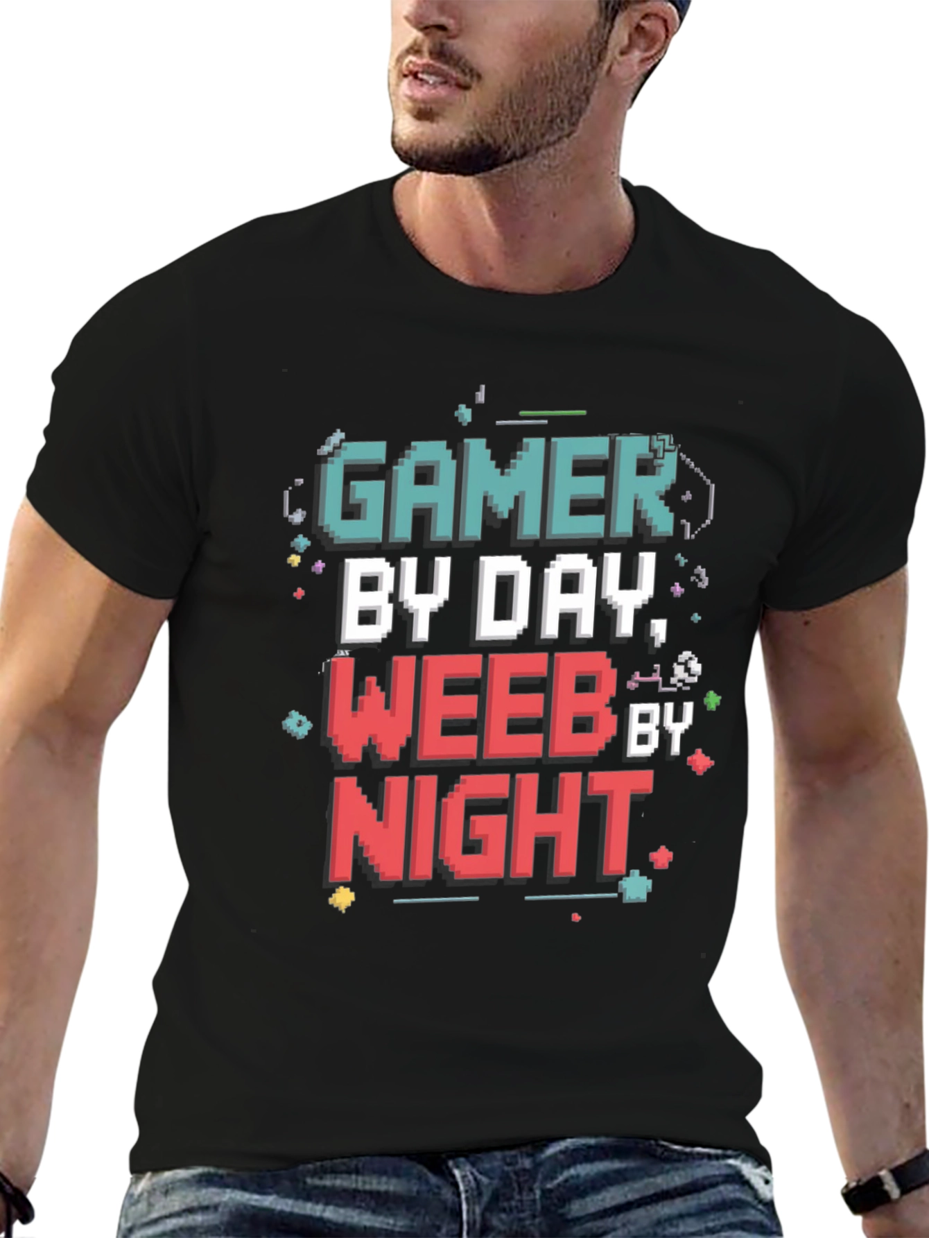 Gamer By Day Weeb By Night Black T-Shirt