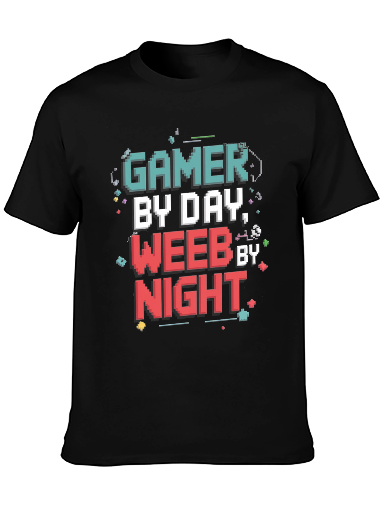 Gamer By Day Weeb By Night Black T-Shirt