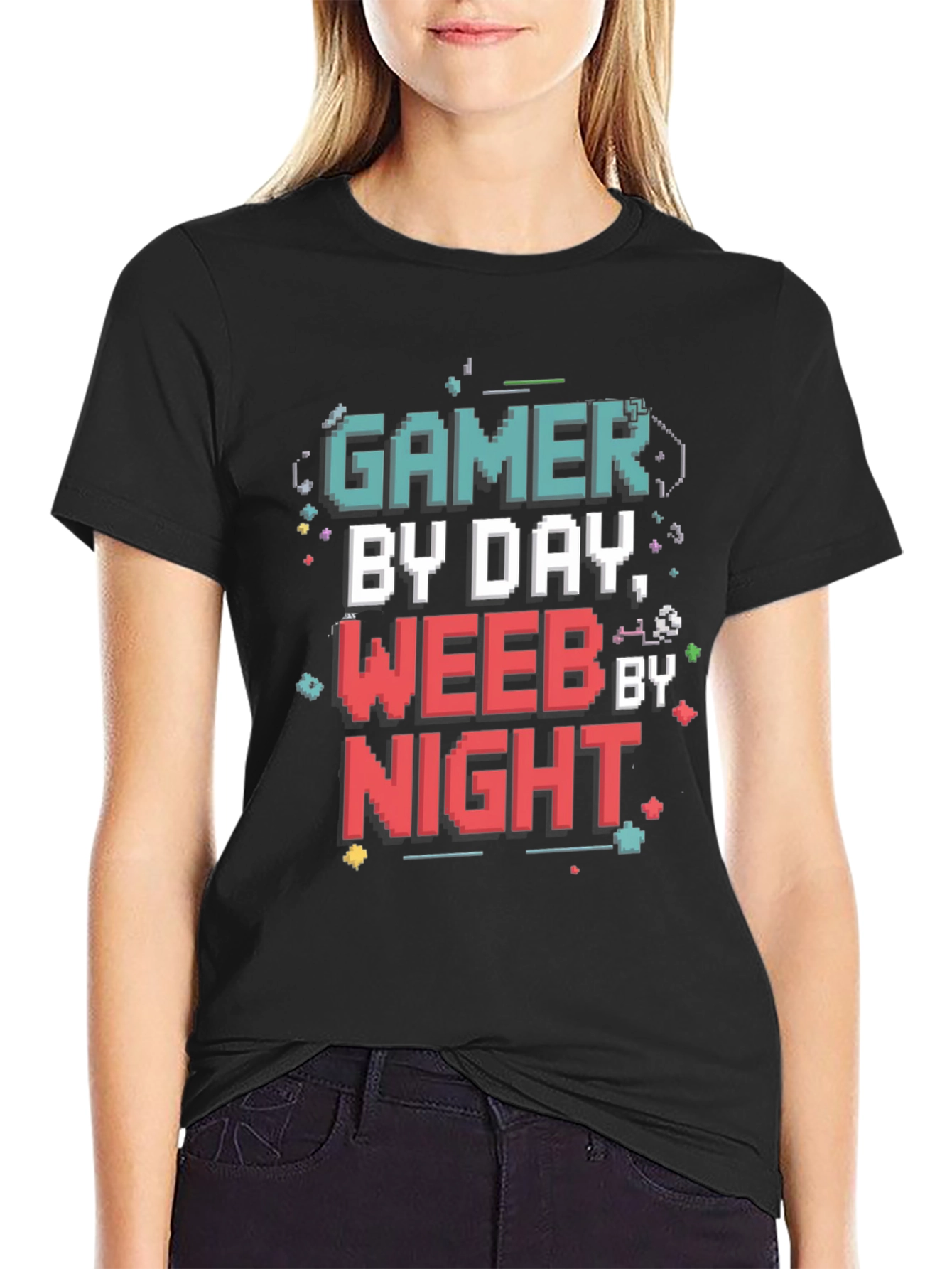 Gamer By Day Weeb By Night Black T-Shirt