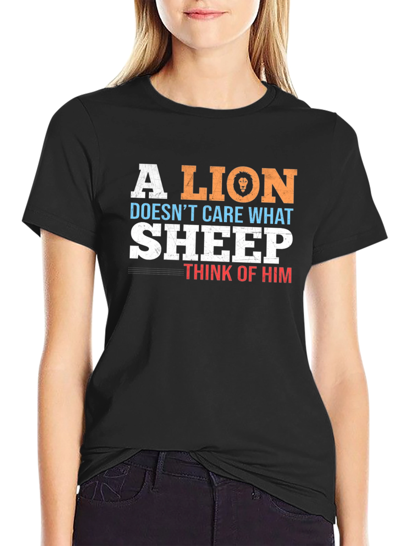 Lion Doesnt Care What Sheep Think Mens T-Shirt