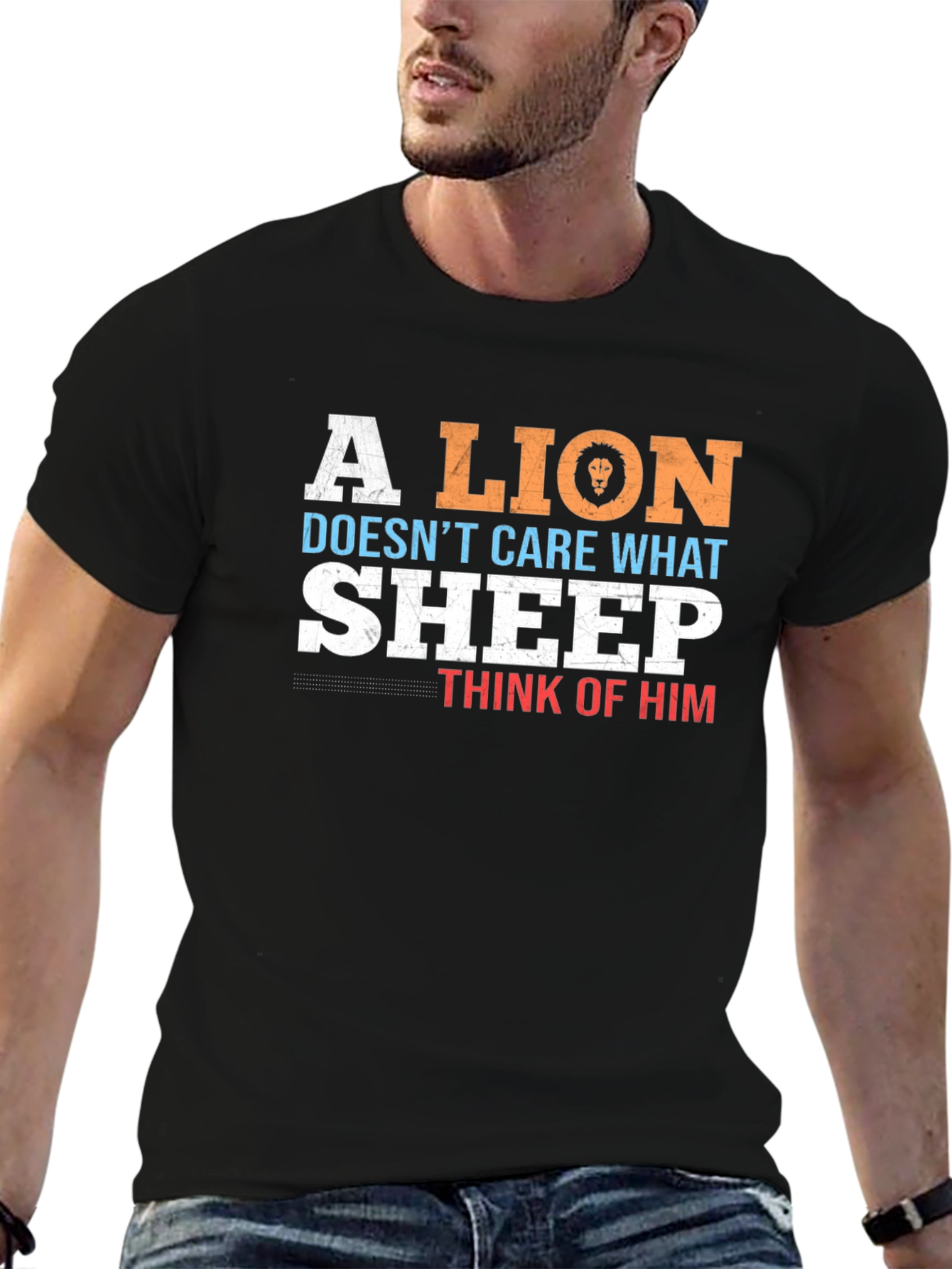 Lion Doesnt Care What Sheep Think Mens T-Shirt