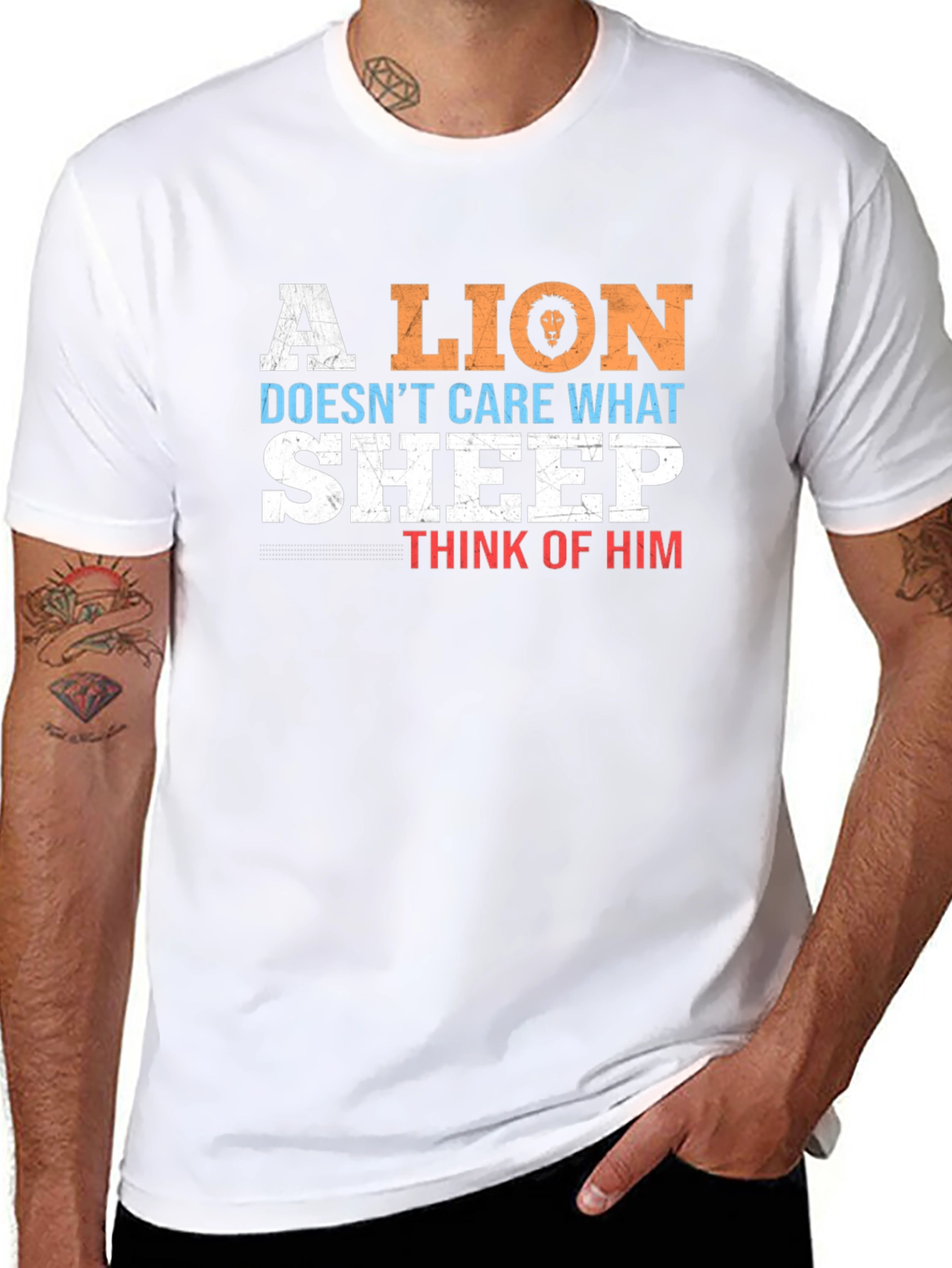 Lion Doesnt Care What Sheep Think Mens T-Shirt