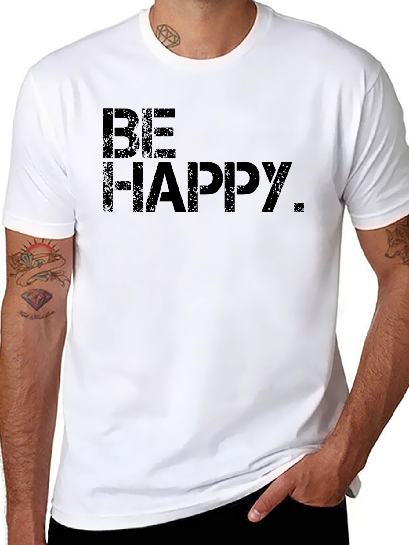 Be Happy Black T-Shirt | Positive Vibes