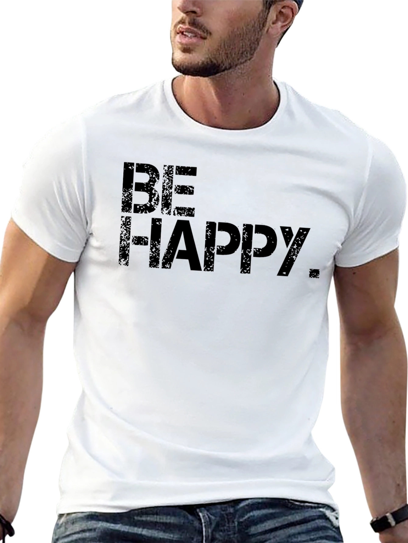 Be Happy Black T-Shirt | Positive Vibes