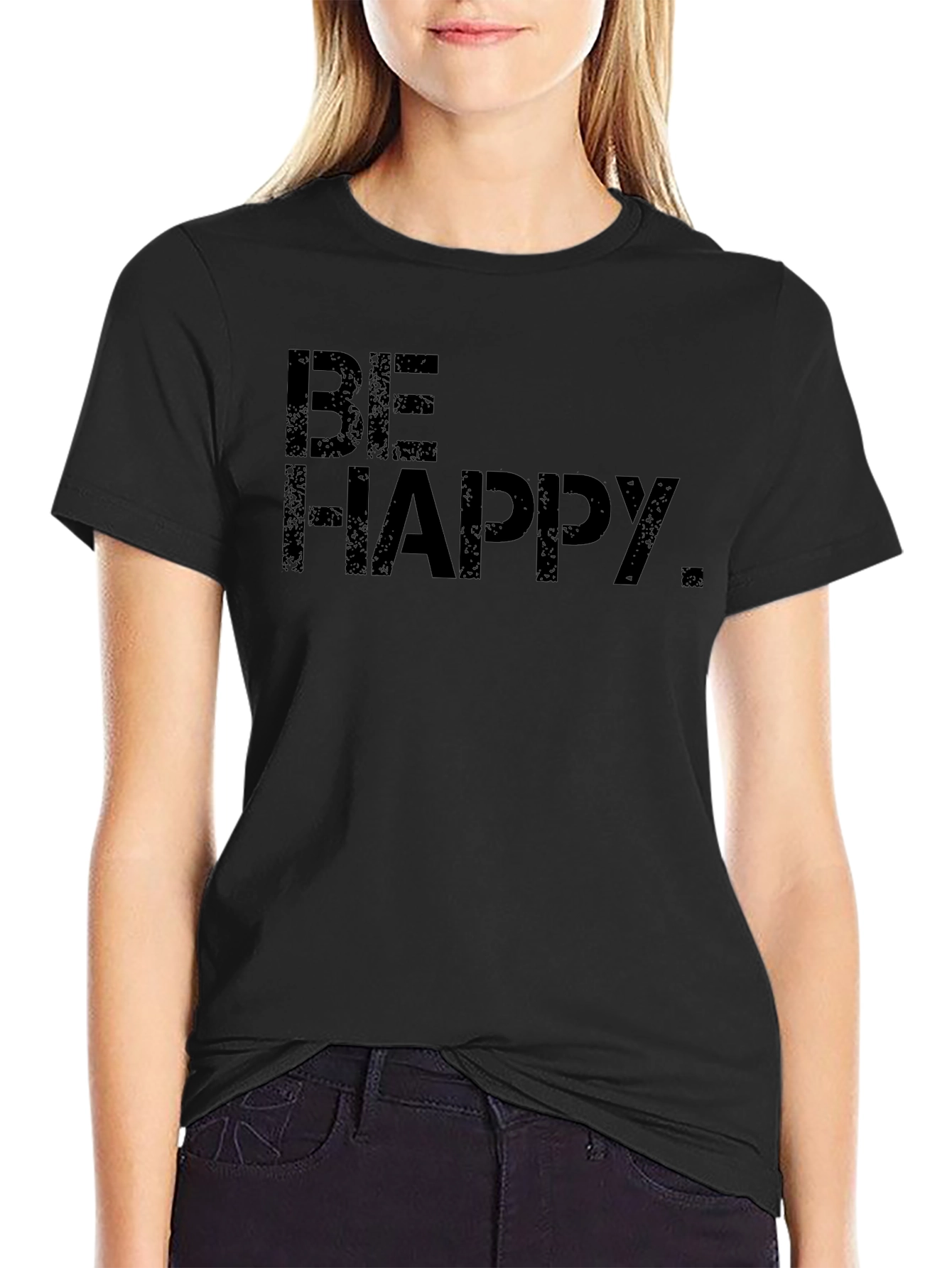 Be Happy Black T-Shirt | Positive Vibes