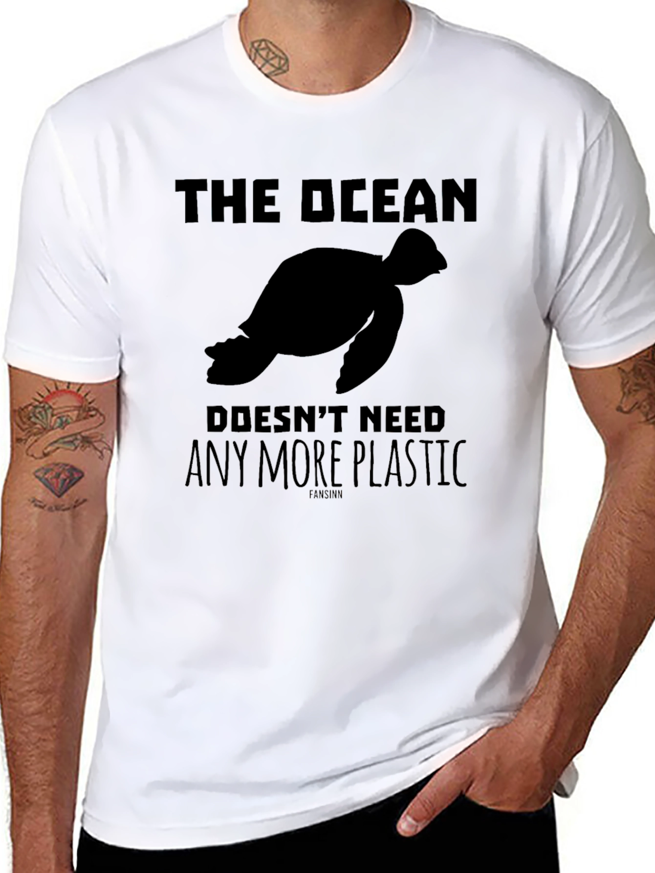 The Ocean Doesnt Need Plastic Turtle Black T-Shirt