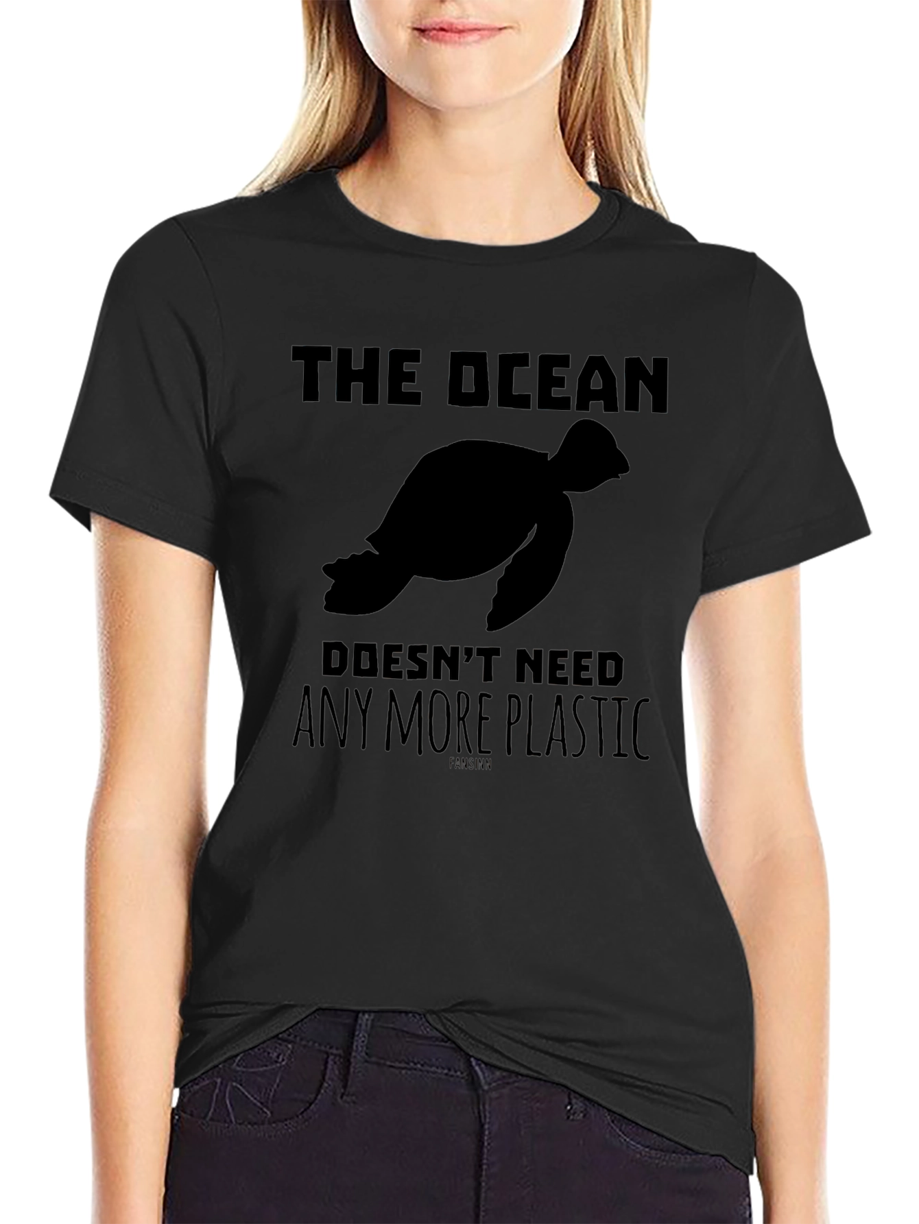 The Ocean Doesnt Need Plastic Turtle Black T-Shirt