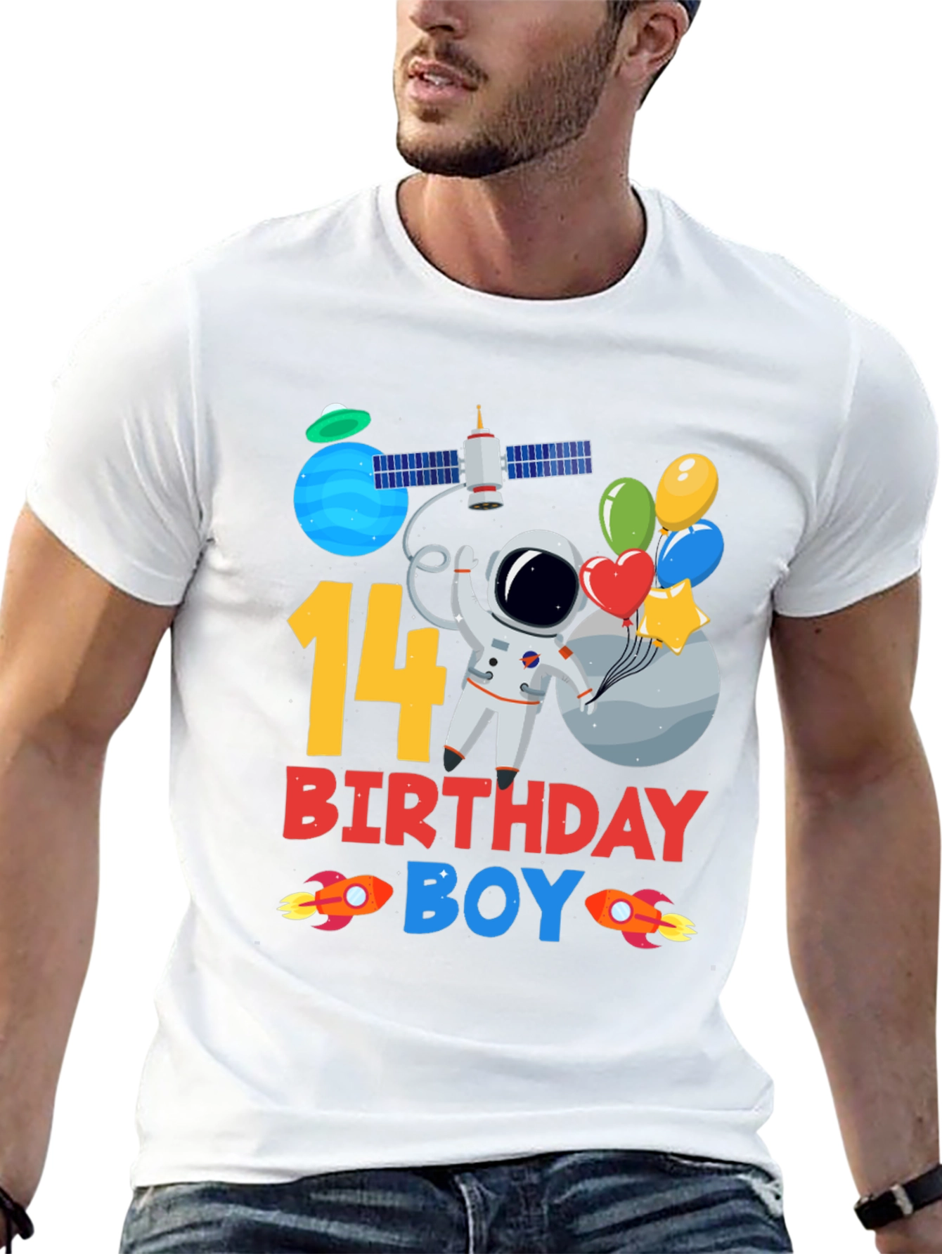 14th Birthday Boy Space T-Shirt