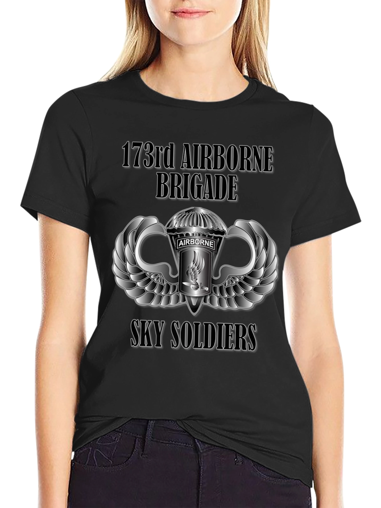 173rd Airborne Brigade Sky Soldiers Black T-Shirt