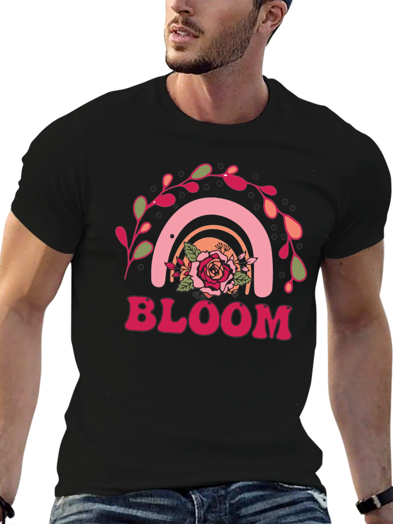 Bloom Rainbow Graphic Tee - Retro Style