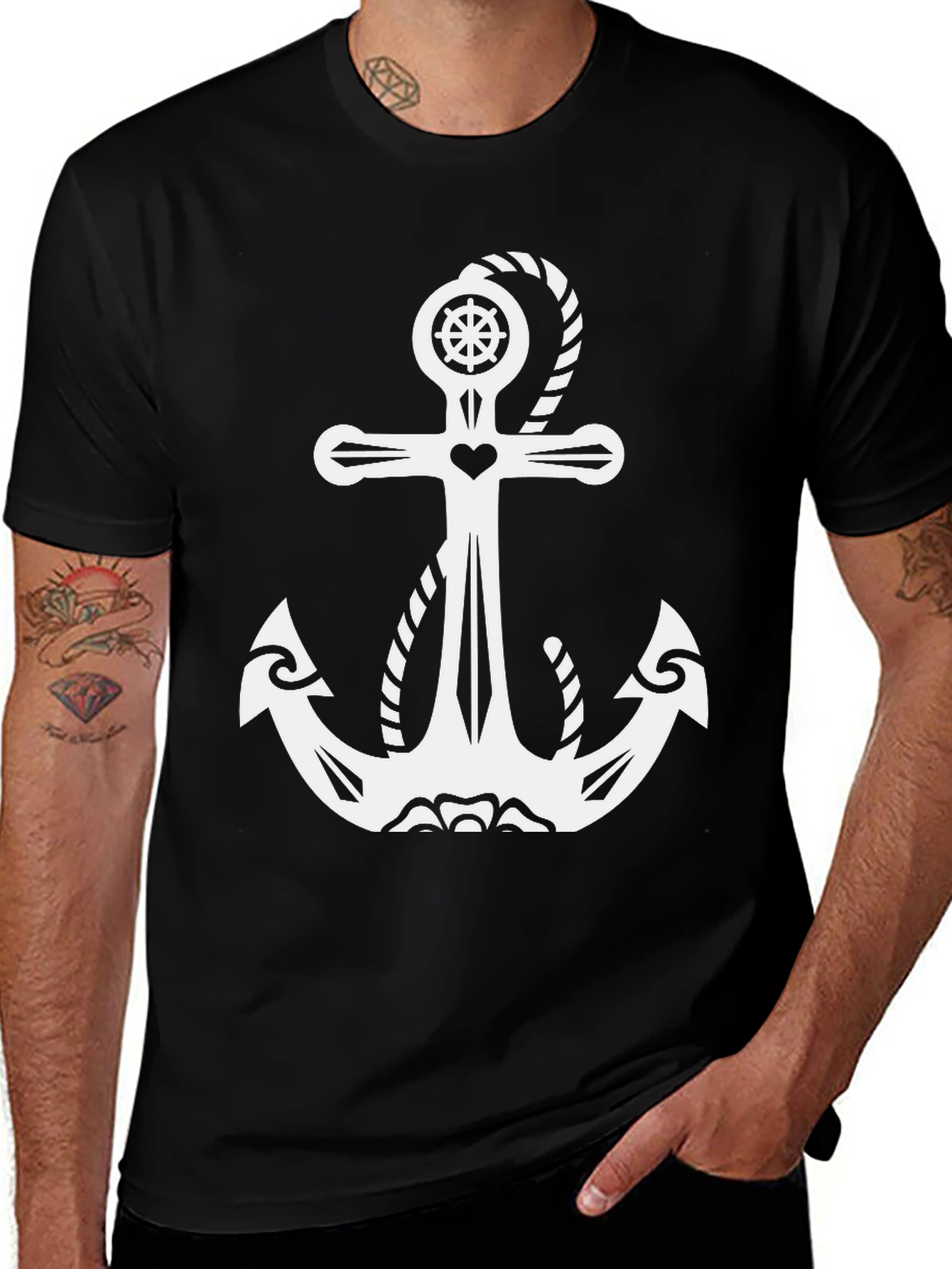 Anchor Heart T-Shirt - Black Graphic Tee