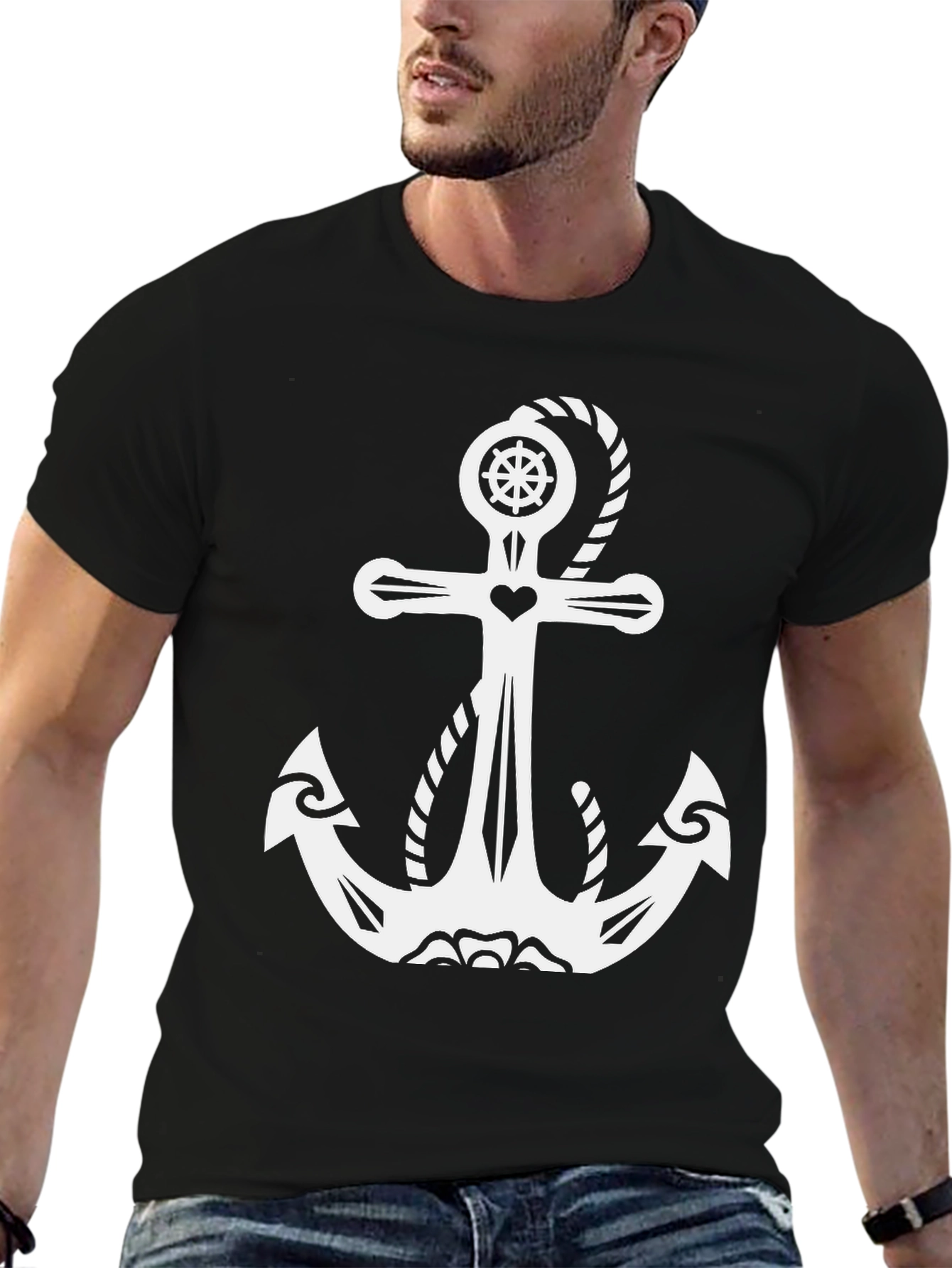 Anchor Heart T-Shirt - Black Graphic Tee