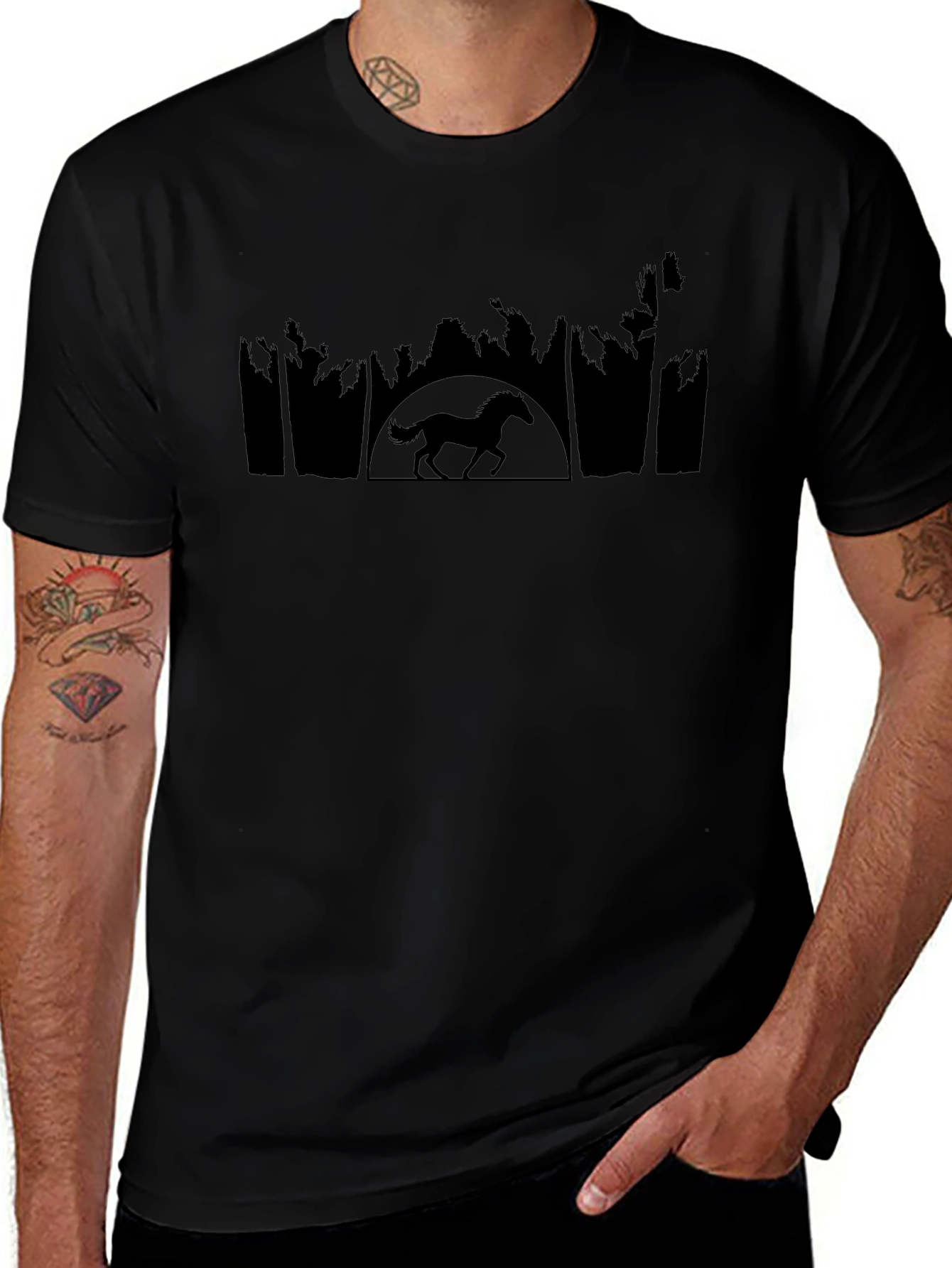 Horse Silhouette Tee - Black Graphic T-Shirt