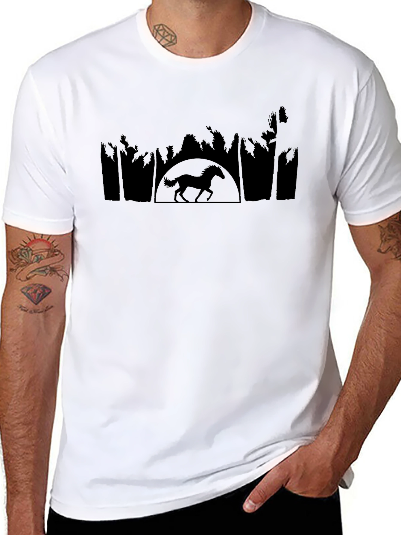 Horse Silhouette Tee - Black Graphic T-Shirt