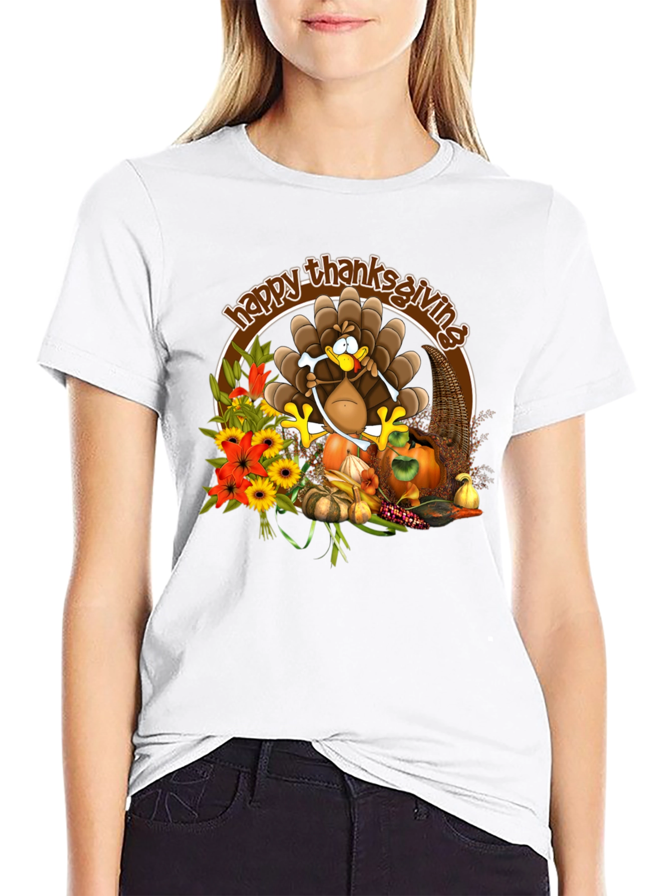 Happy Thanksgiving Turkey Graphic Tee